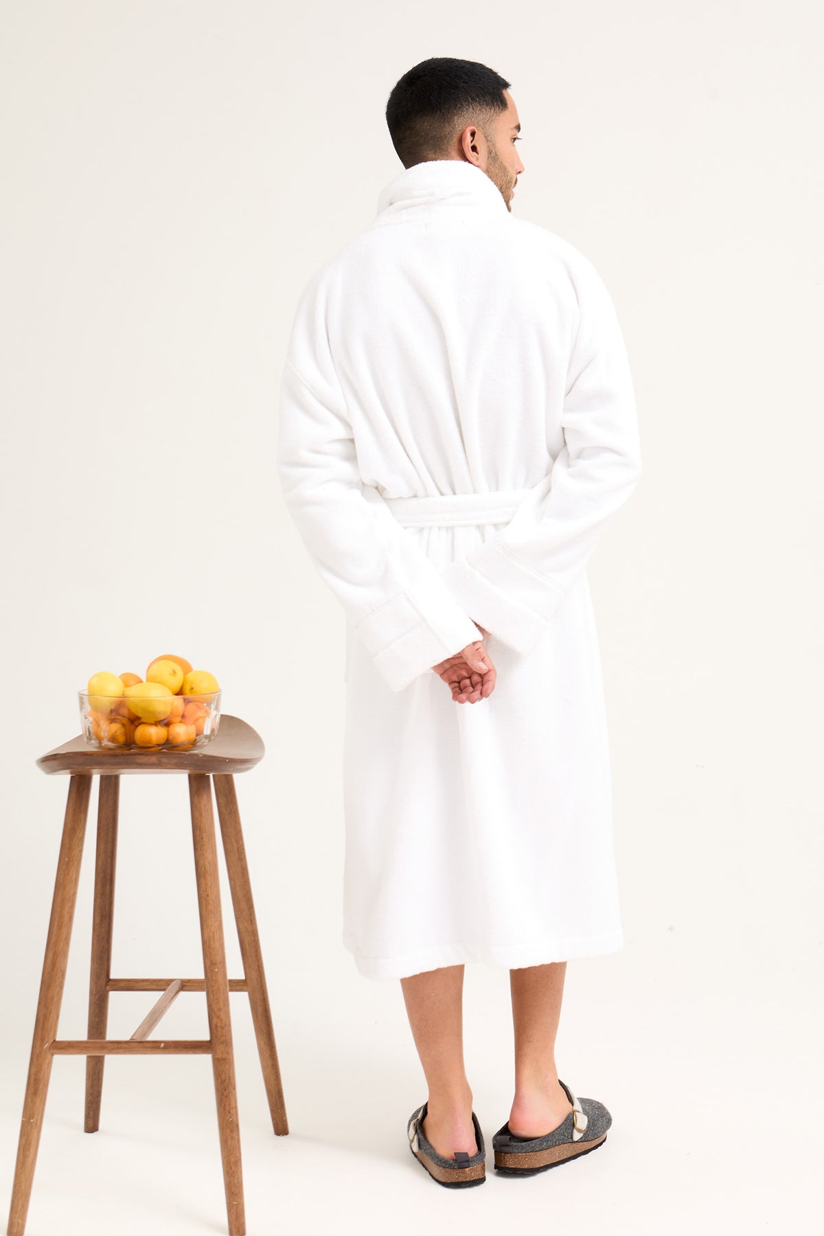 Mister You Bamboo Towelling Robe in Cloud White