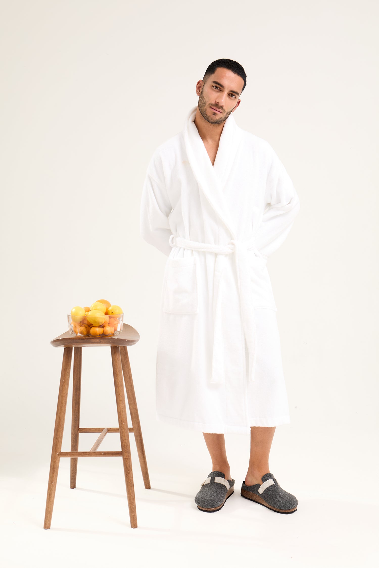 His and Hers Bamboo Towelling Robe in Cloud White