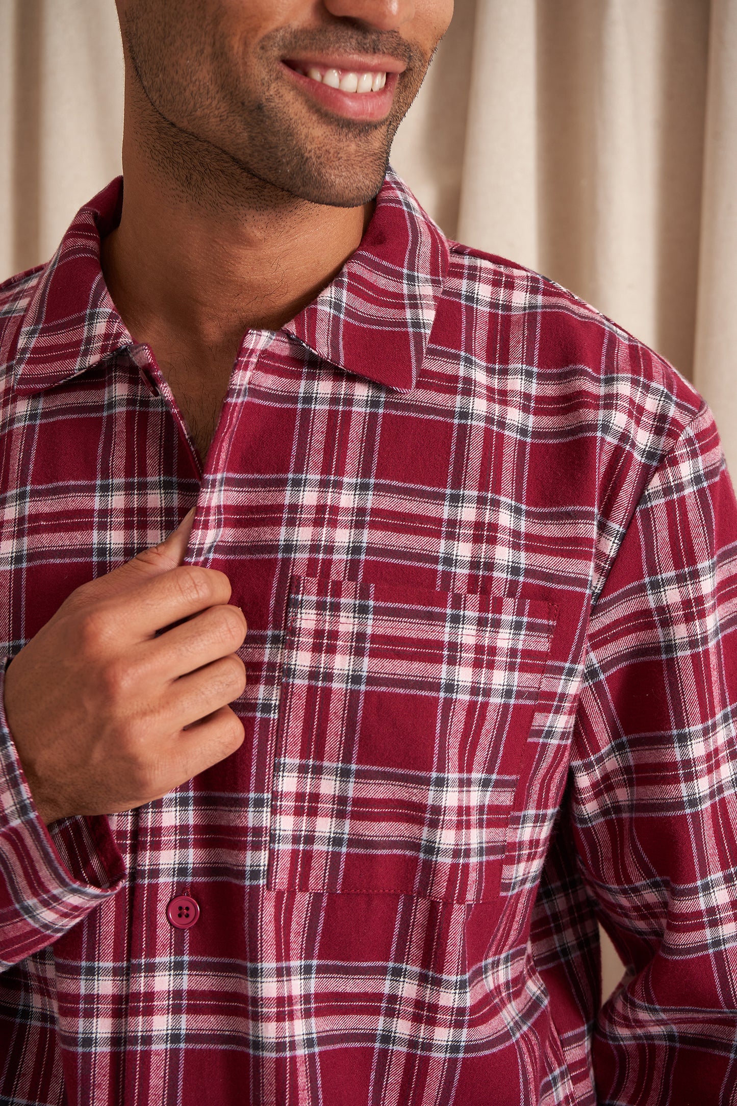 
                  
                    His and Hers Plaid Pyjama Sets in Bordeaux
                  
                