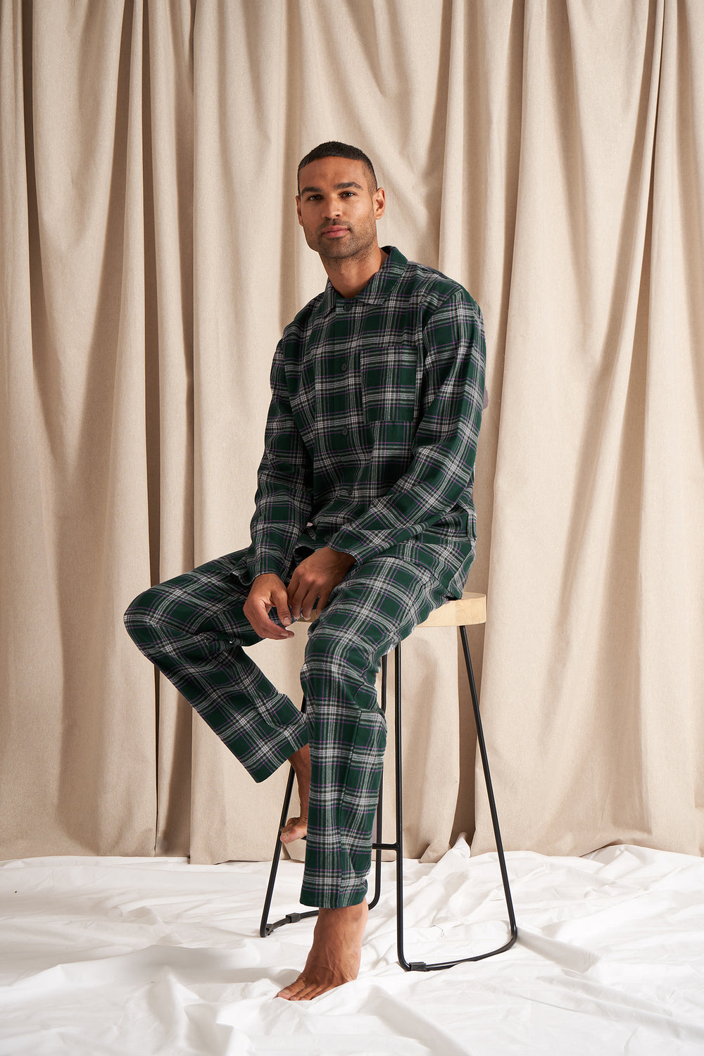 Mister You Plaid Pyjama Set in Green