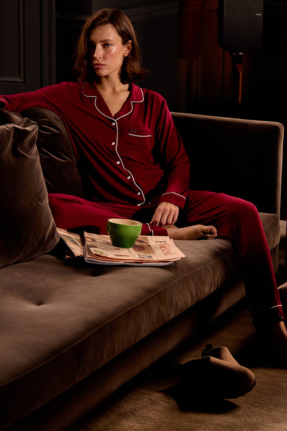 Bamboo Long Pyjama Set in Claret