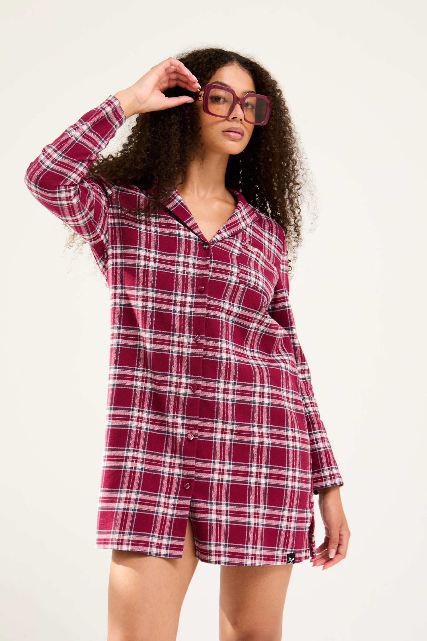 Plaid Nightshirt in Bordeaux