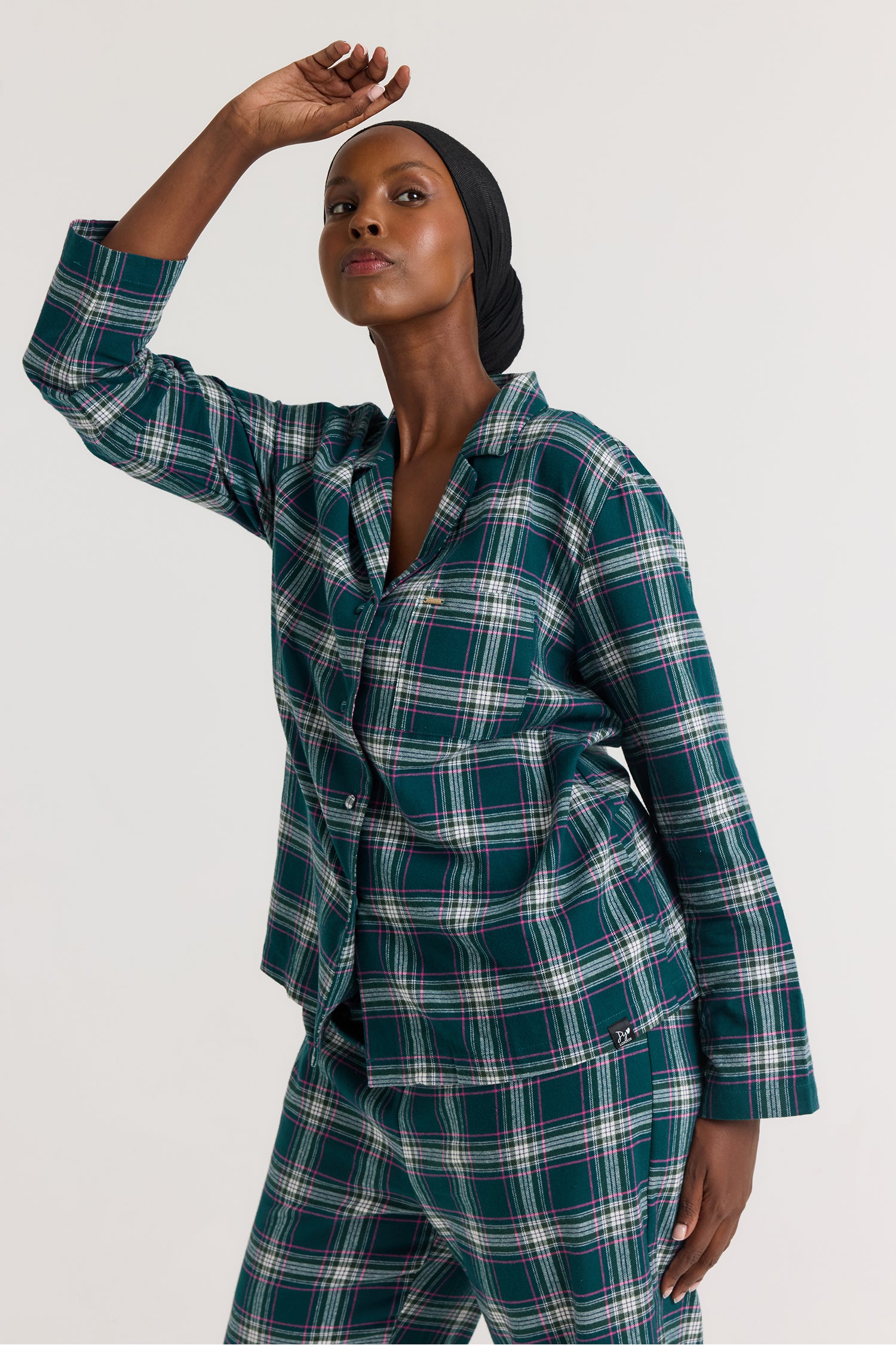 Plaid Long Pyjama Set in Green
