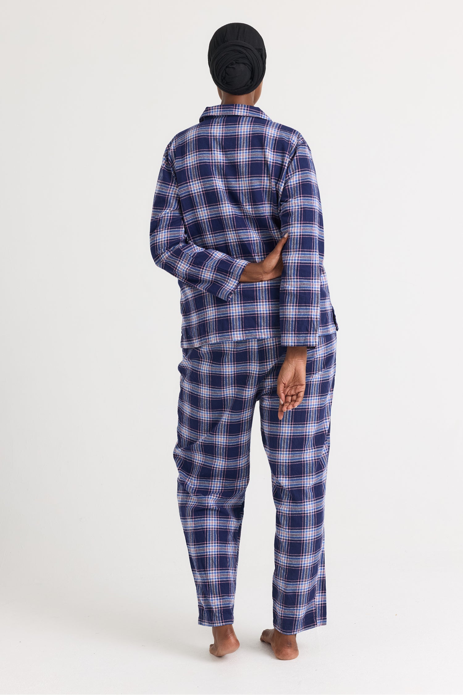 Plaid Long Pyjama Set in Midnight