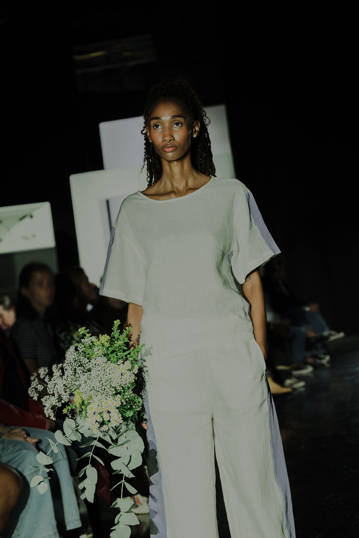 Relaxed Linen Striped Set In Coconut Milk