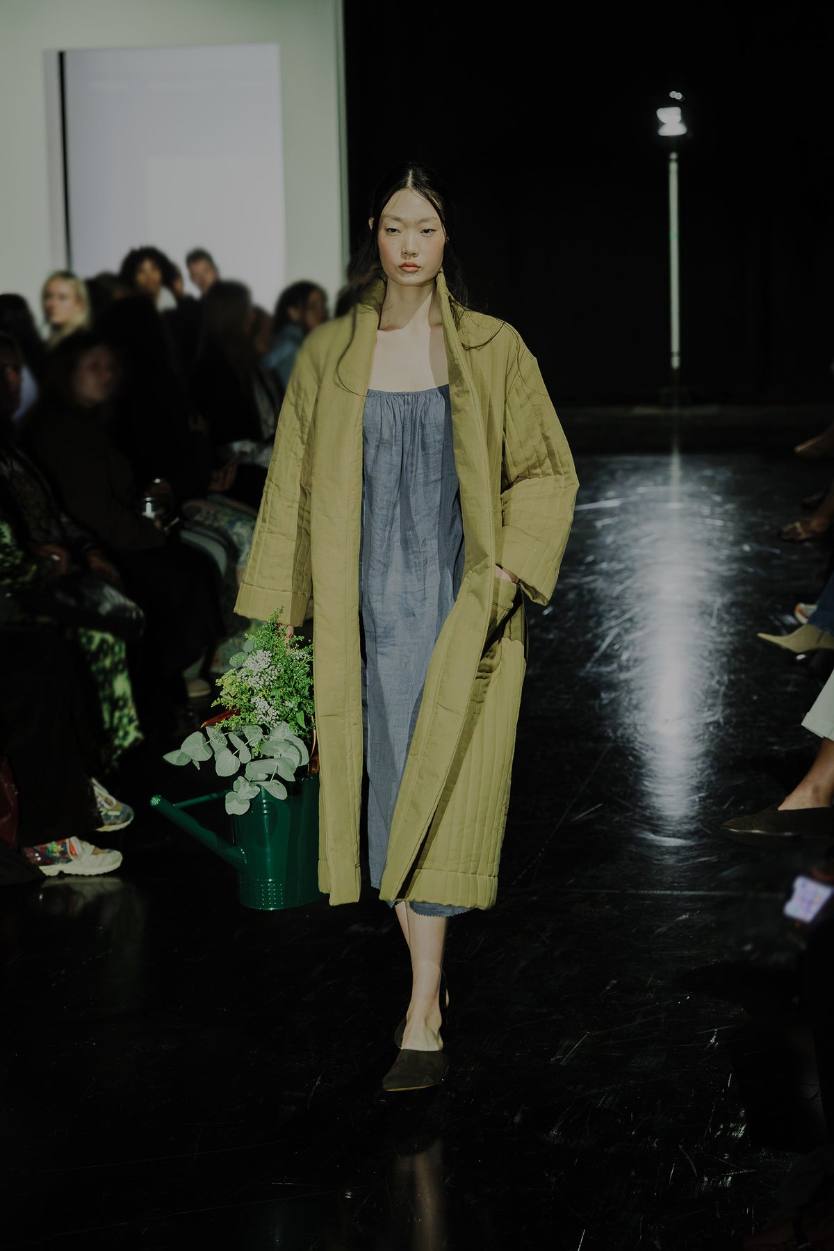 Linen Midi Dress In Folkestone Grey