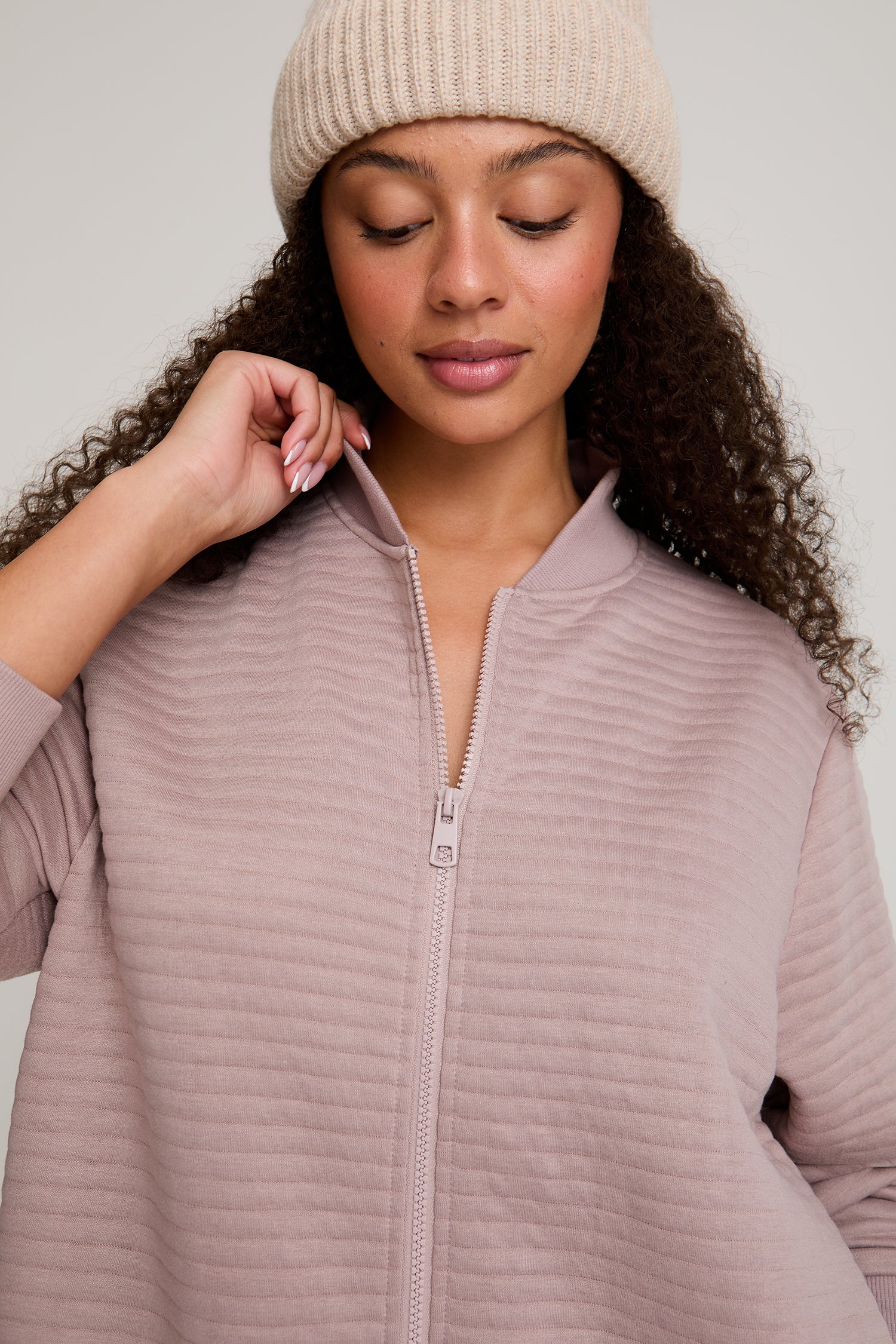 Quilted Jersey Housecoat in Mink