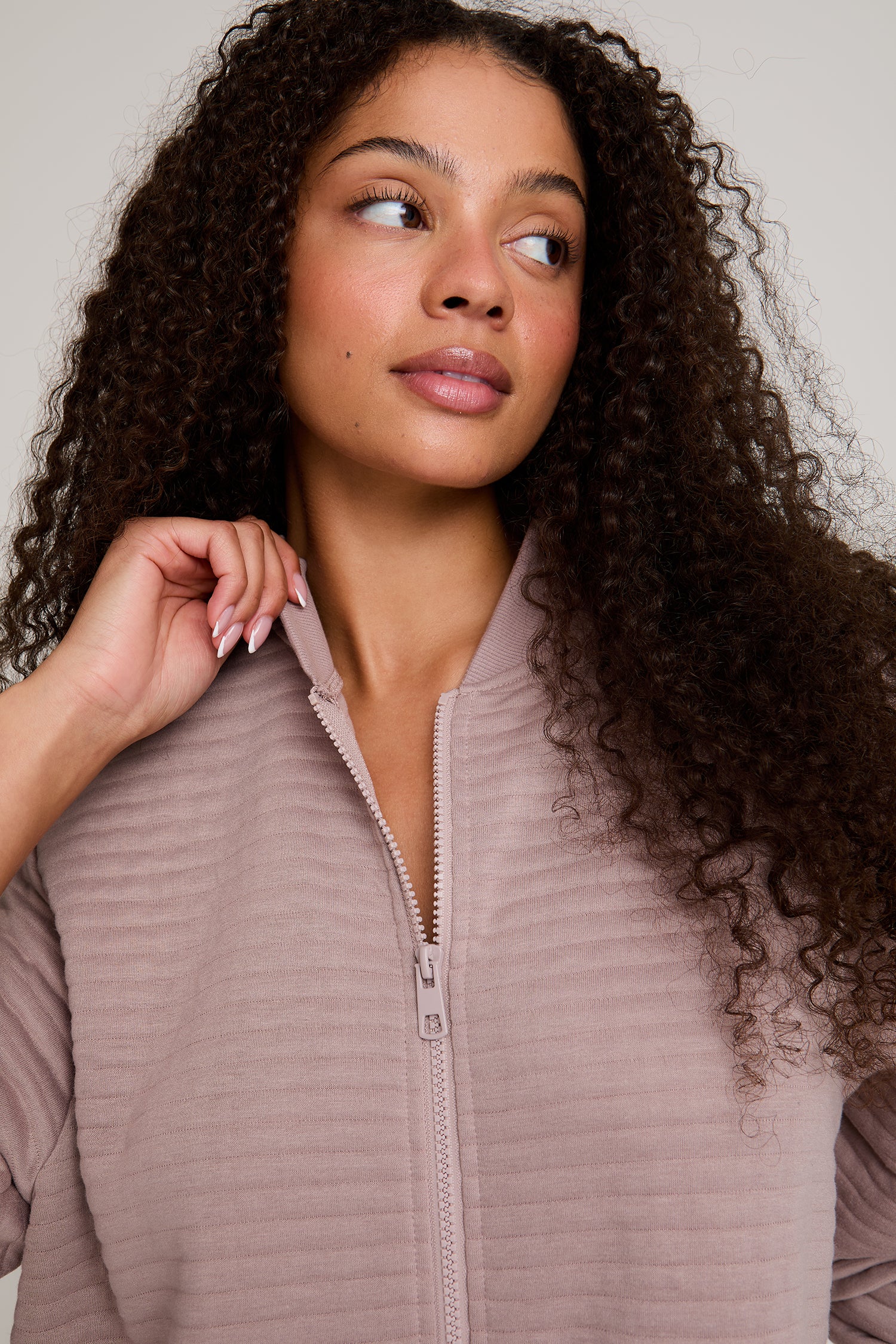 Quilted Jersey Housecoat in Mink