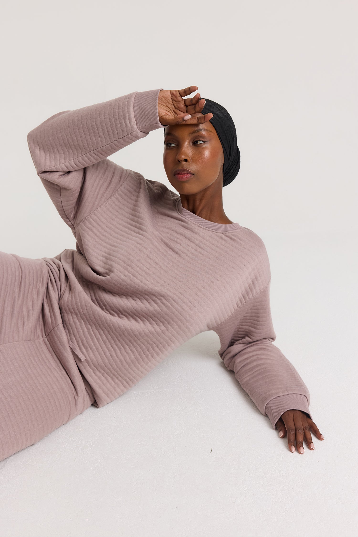 Quilted Jersey Lounge Set in Mink