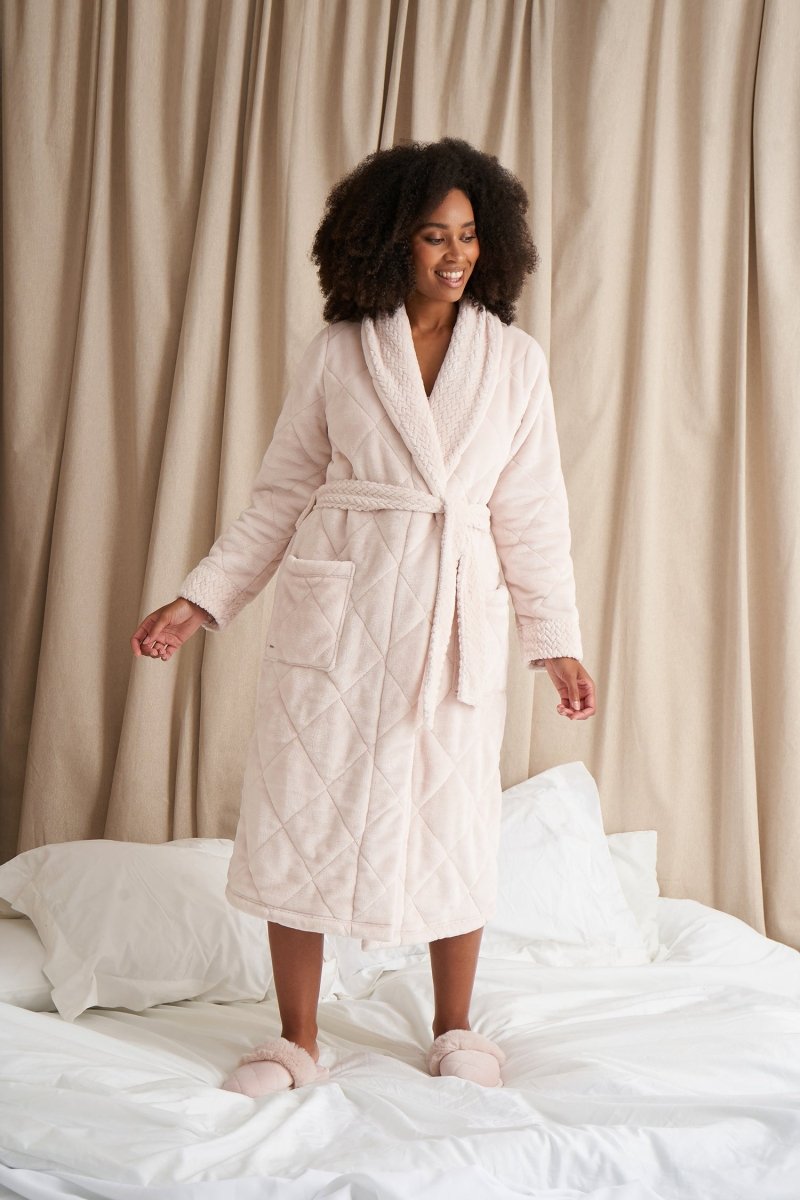 Quilted Velour Robe in Powder Puff | Premium Quilted Robe | Pretty You ...