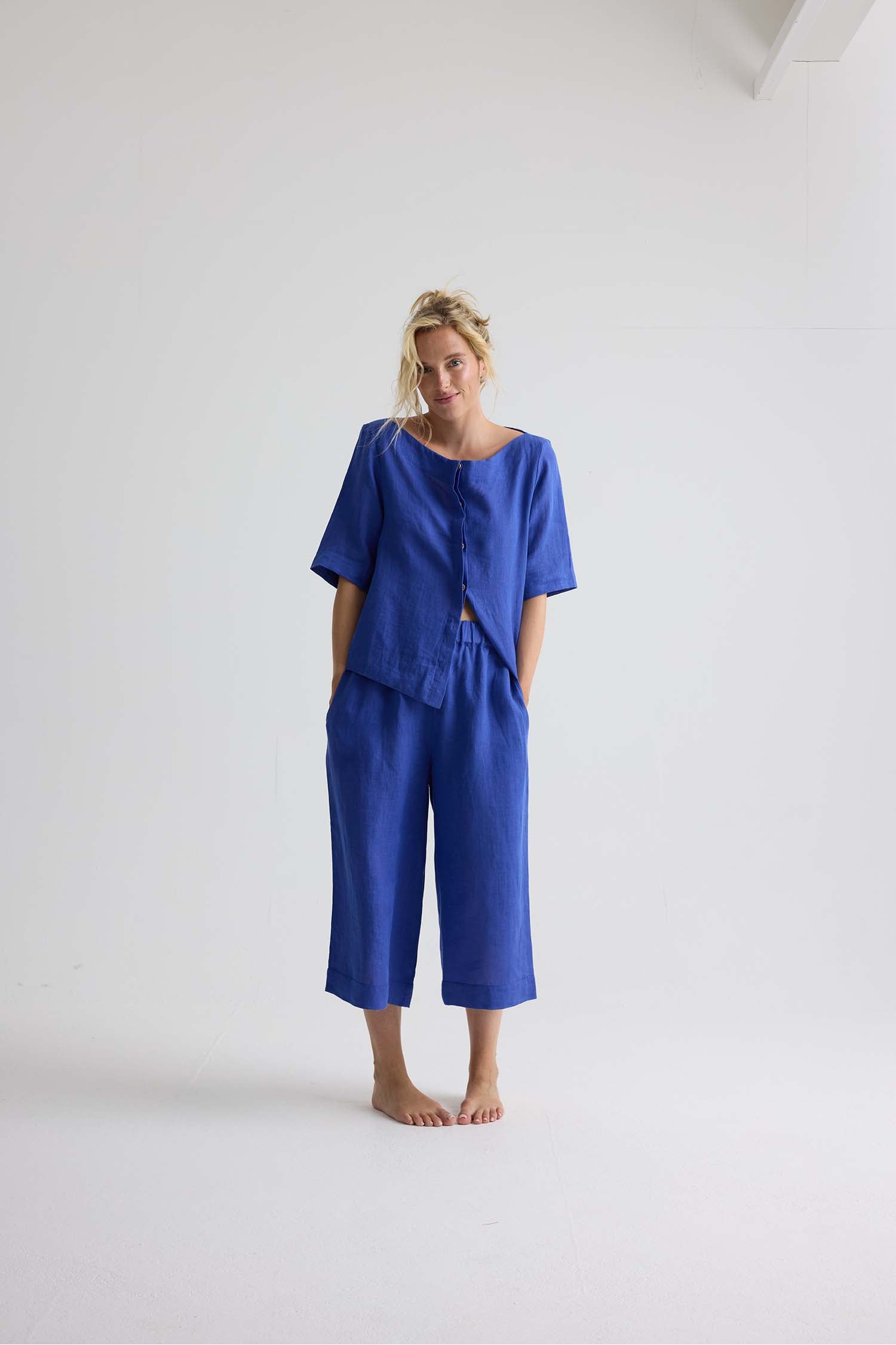 Relaxed Linen Colette Trousers In Bluing