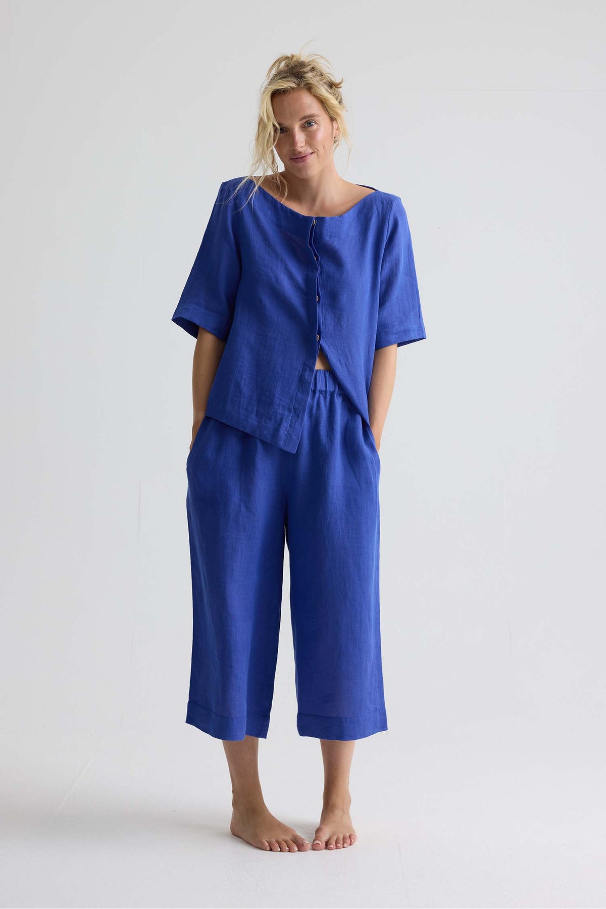 Relaxed Linen Colette Trousers In Bluing