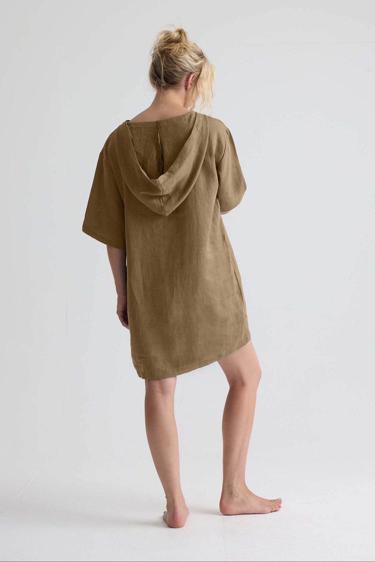 Relaxed Linen Hooded Tunic In Overland Trek