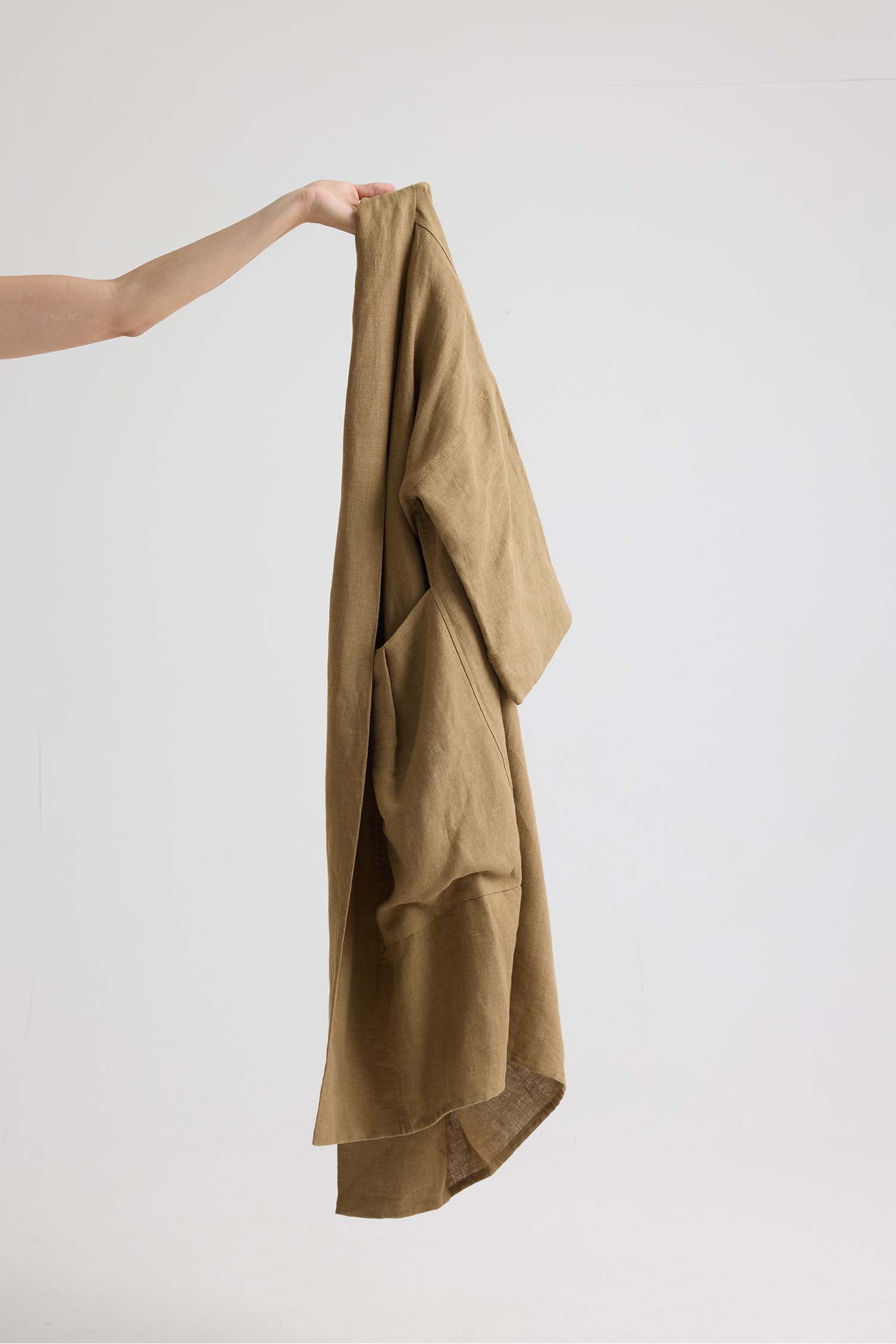 Long Relaxed Linen Jacket In Overland Trek