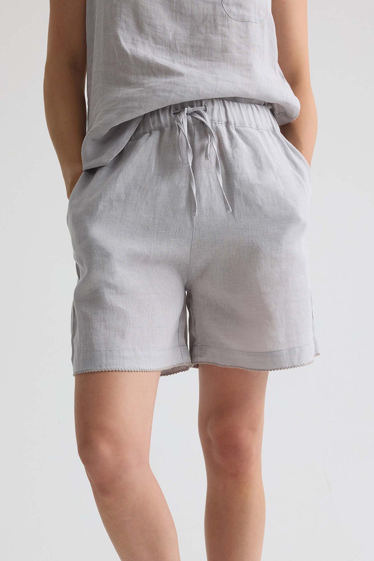 Relaxed Linen Shorts In Harbor Mist