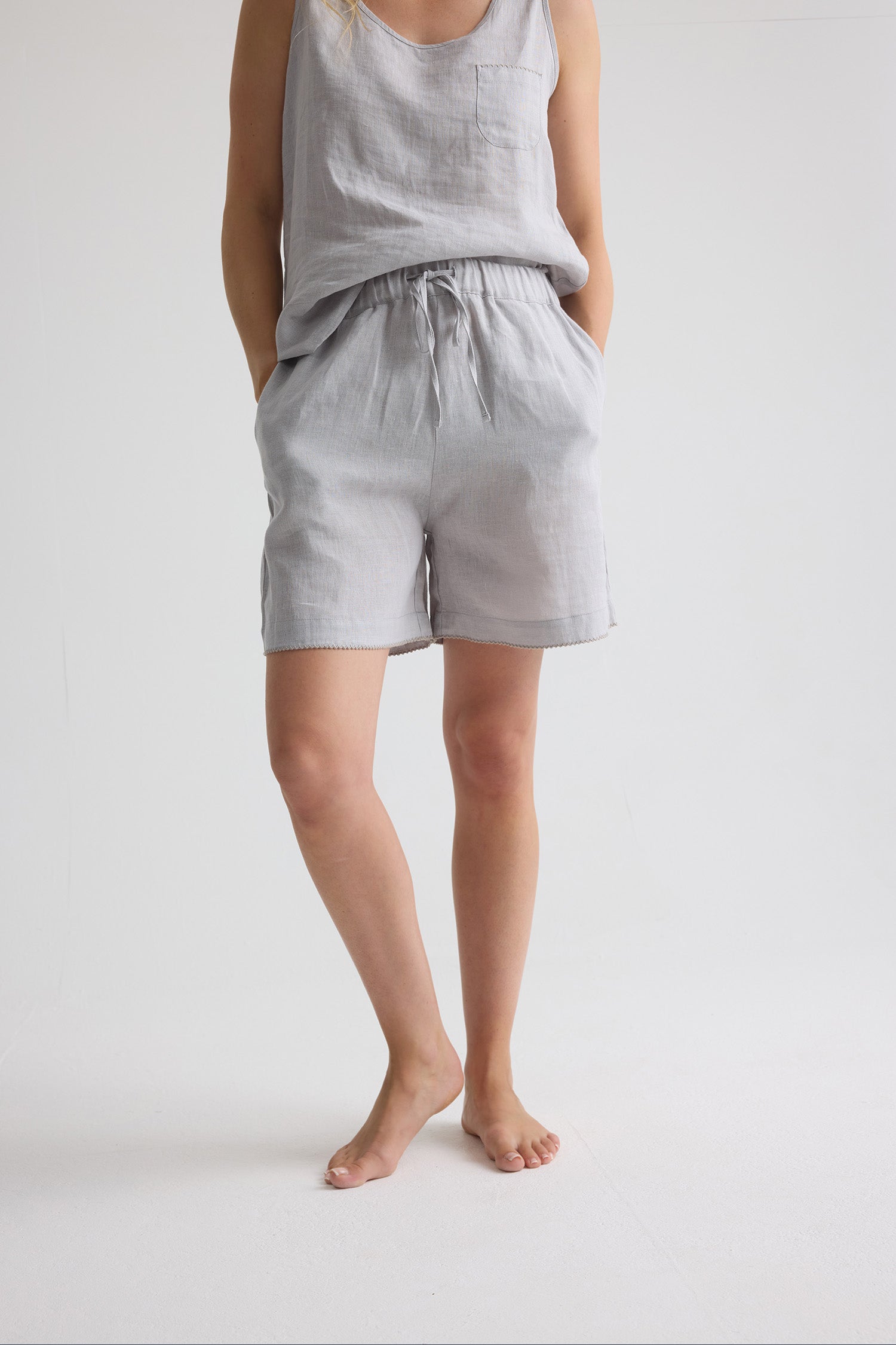 Relaxed Linen Shorts In Harbor Mist