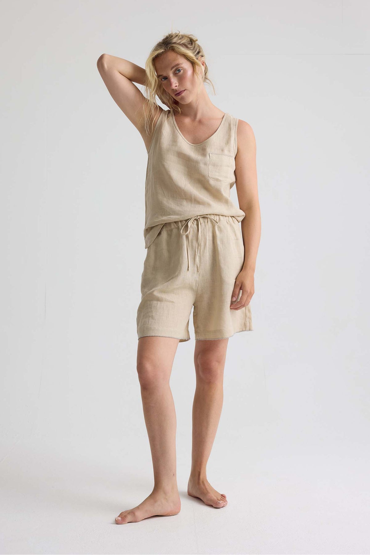 Relaxed Linen Shorts In Summer Sand