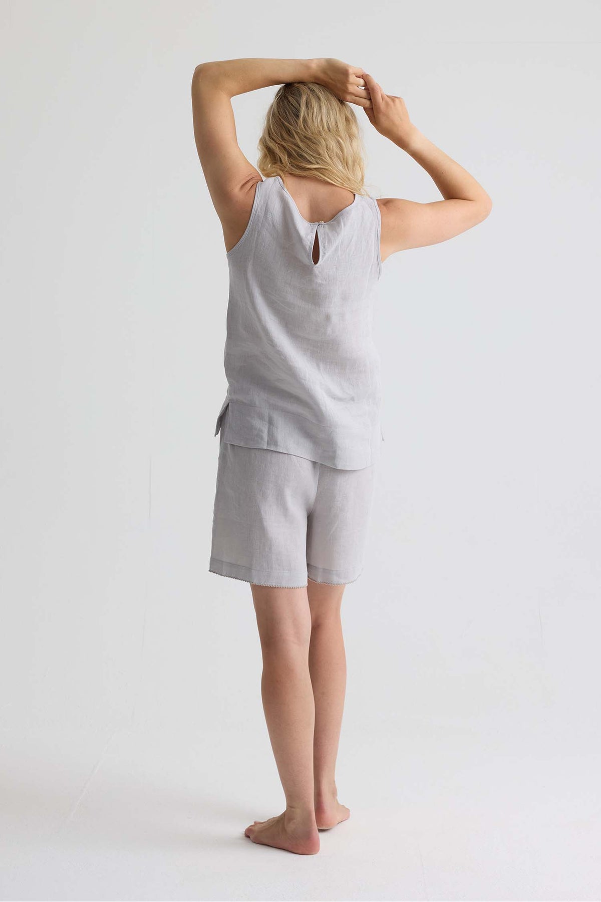 Relaxed Linen Vest In Harbor Mist