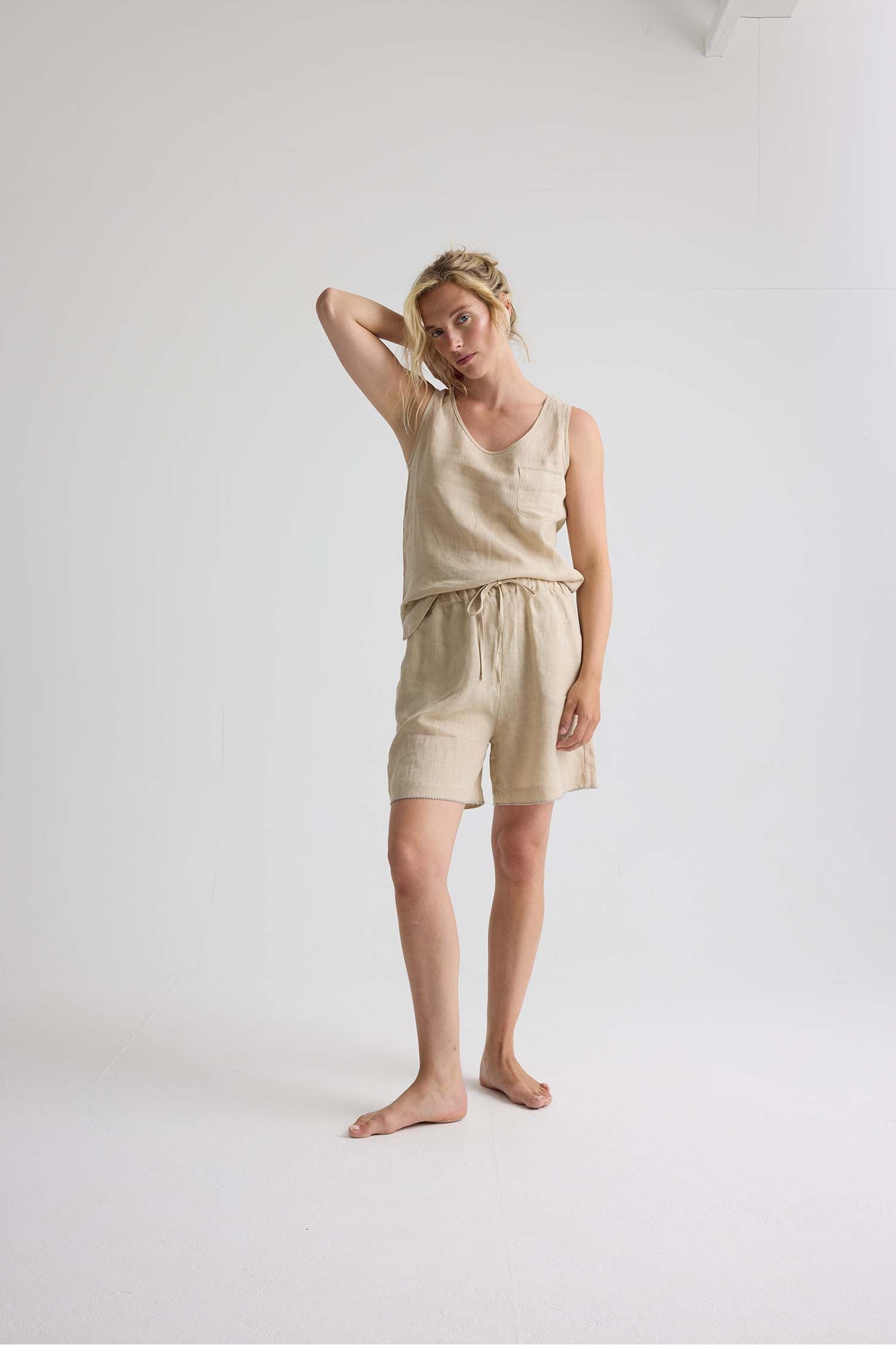 Relaxed Linen Vest In Summer Sand