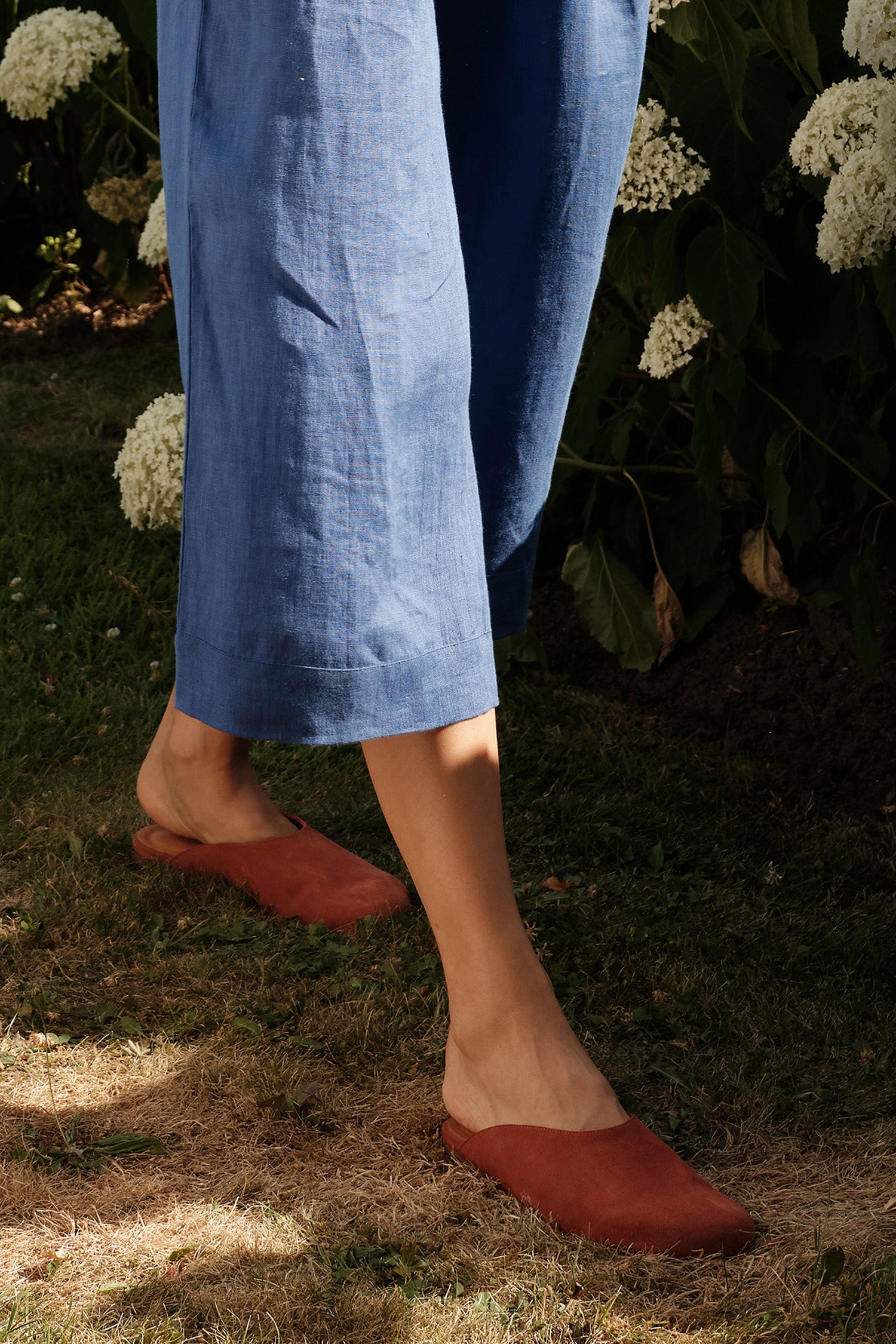 Suede Rounded Mule In Fired Brick