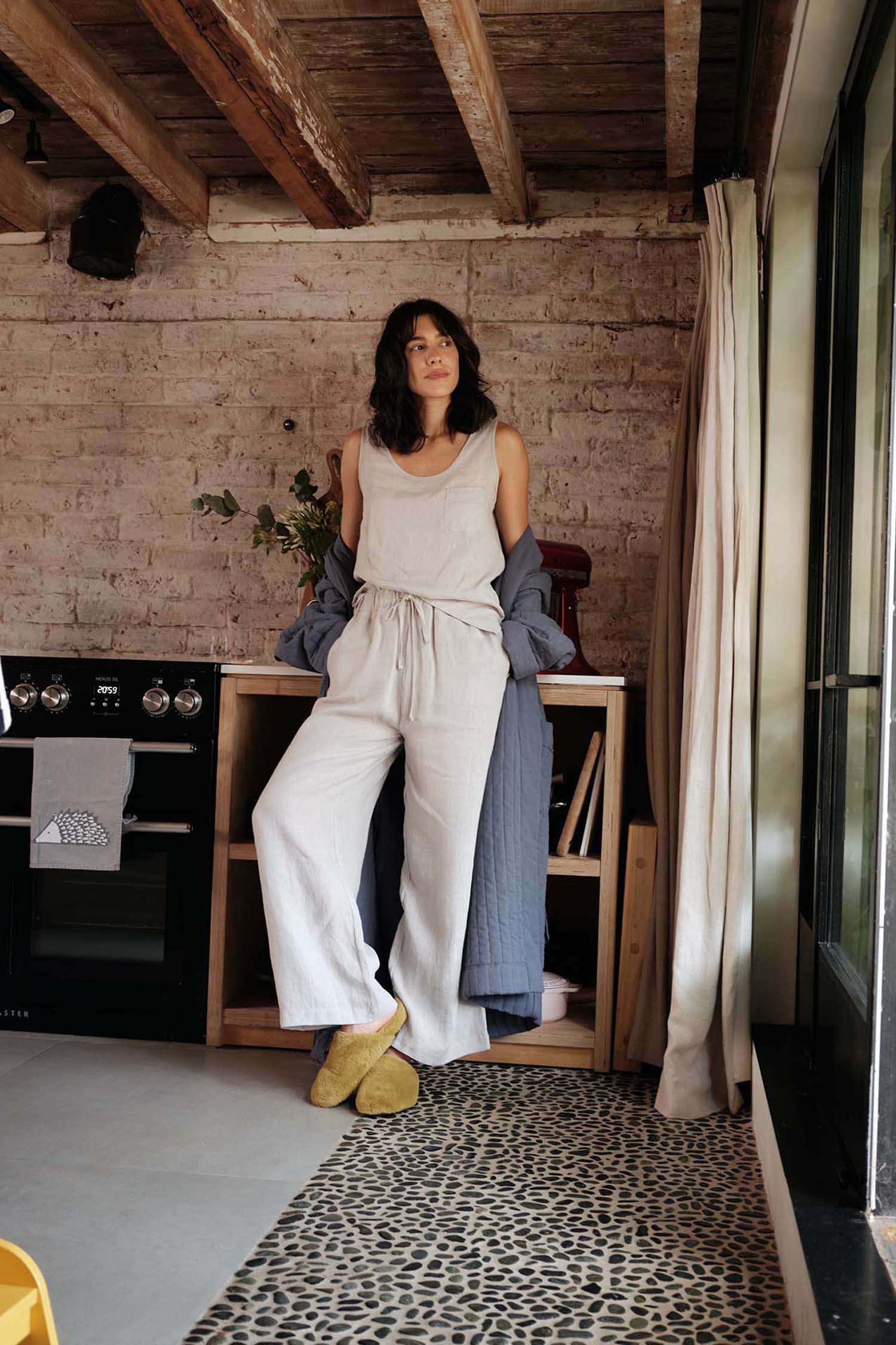 Relaxed Linen Vest In Harbor Mist