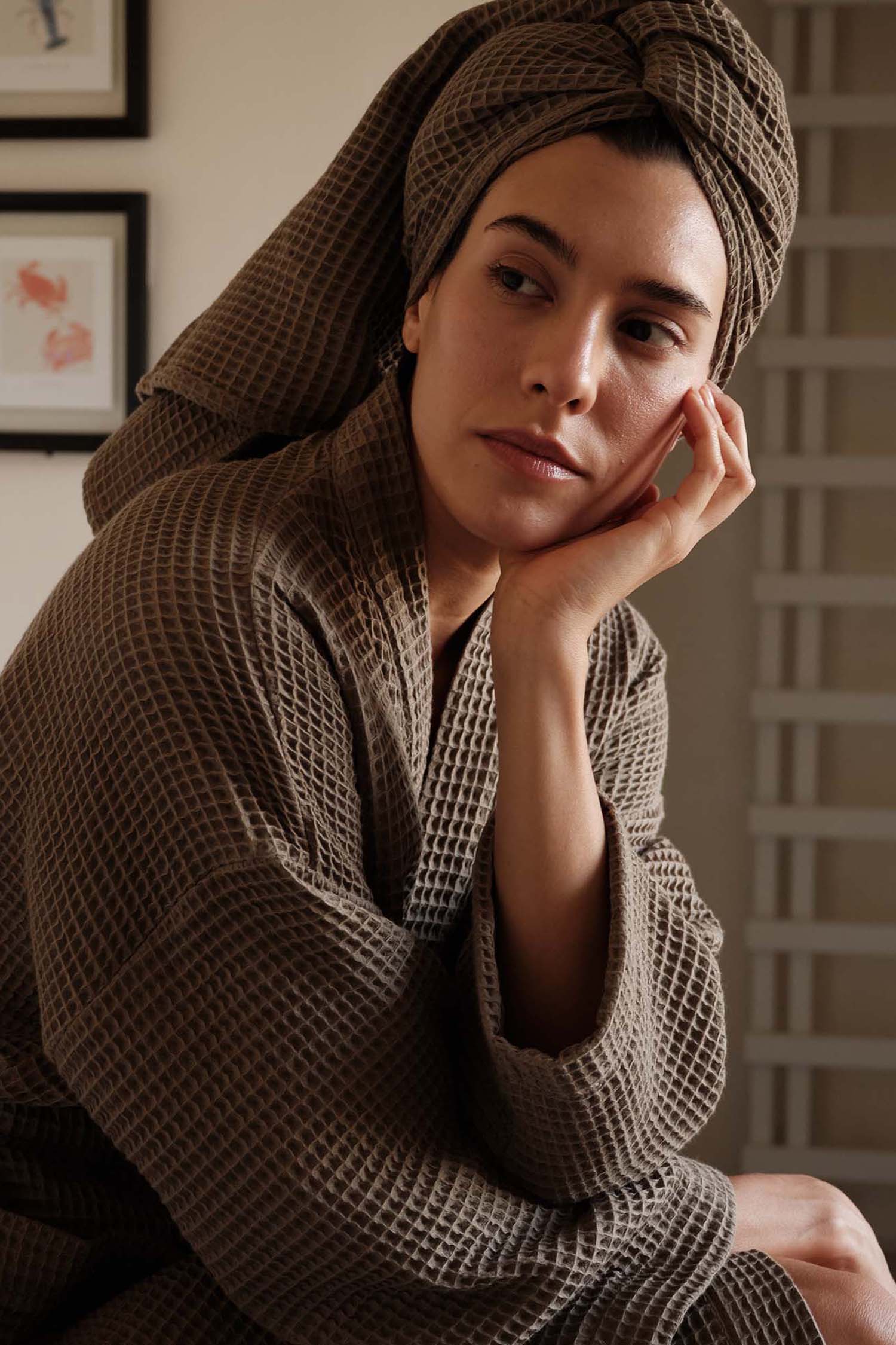 Waffle Cotton Hair Towel In Overland Trek