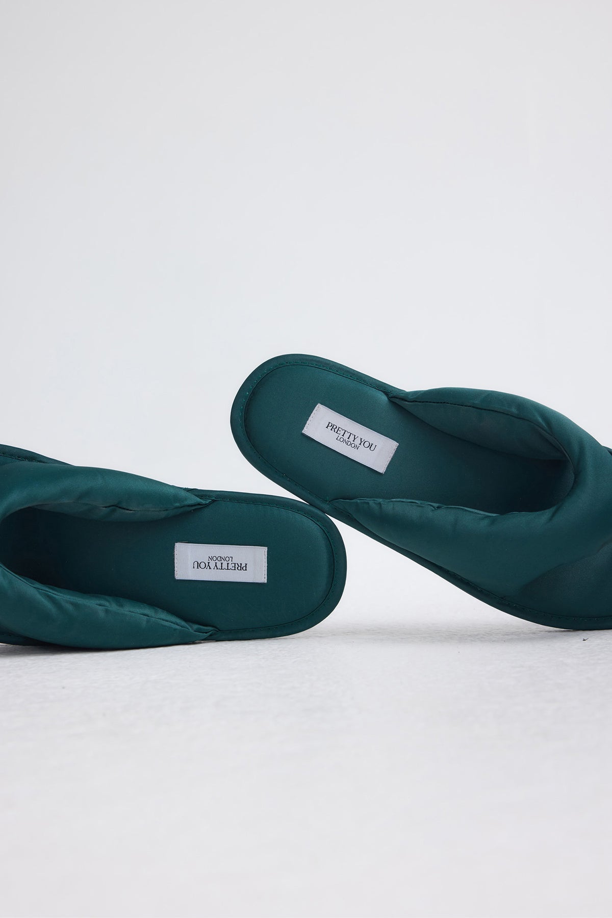 Satin Thong Sandal In Dark Sea Green