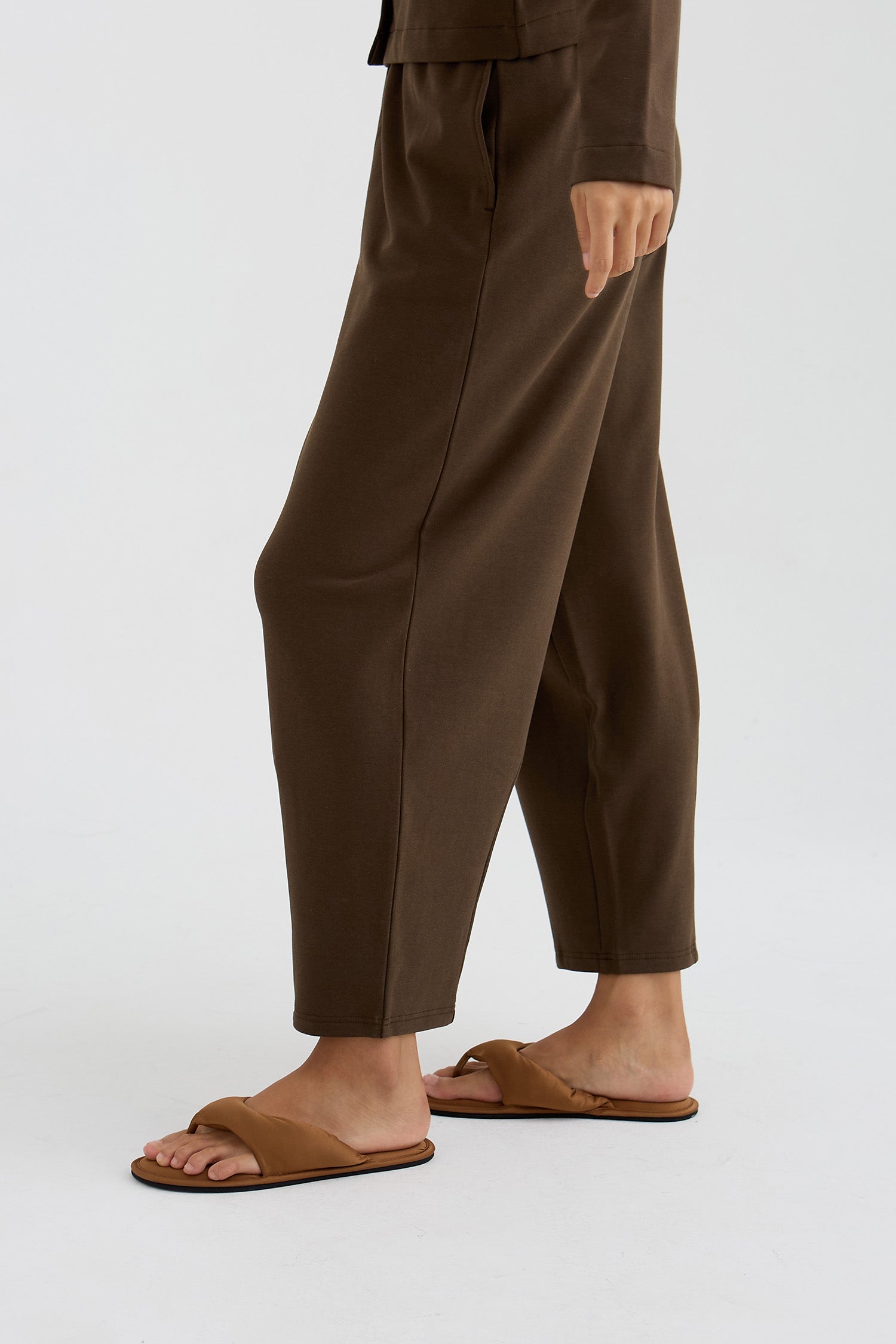 Satin Thong Sandal In Toffee