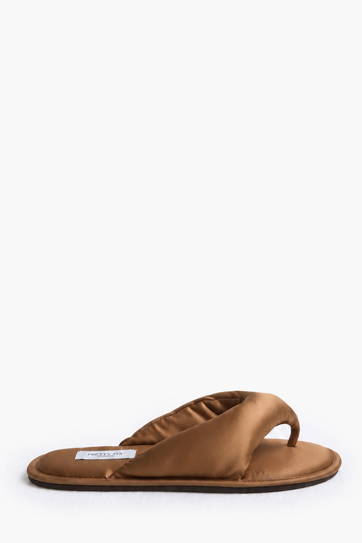 Satin Thong Sandal In Toffee