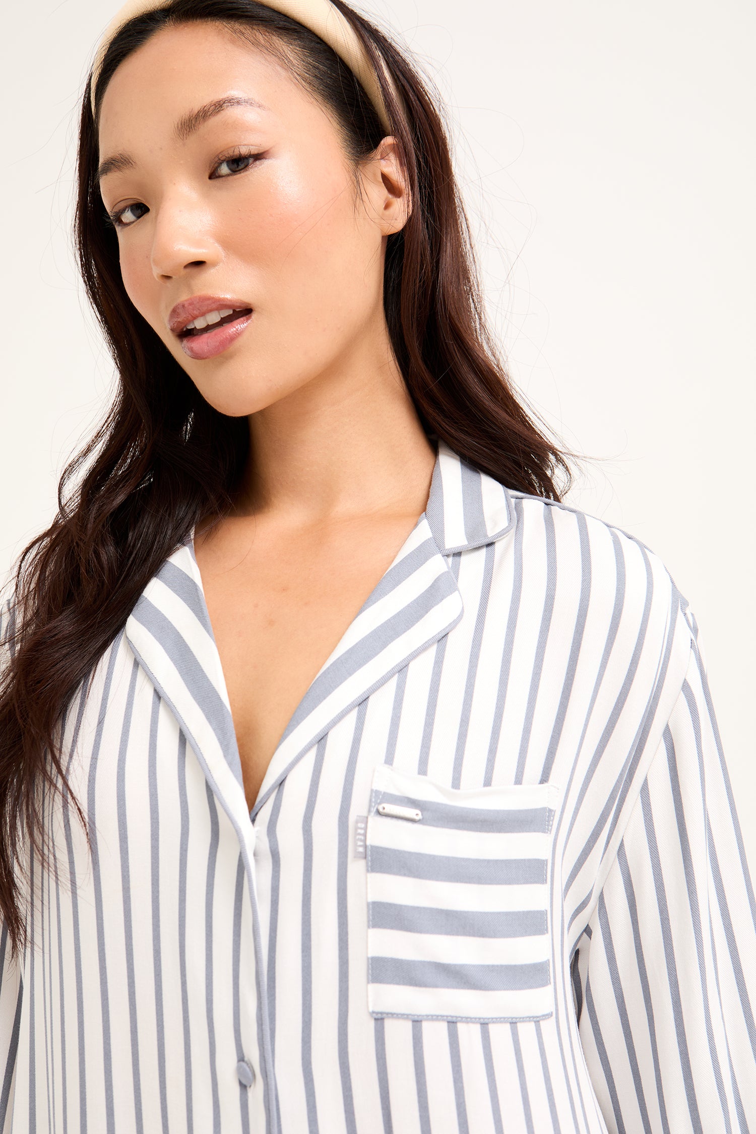 Boyfriend Stripe Nightshirt in Grey/Ecru