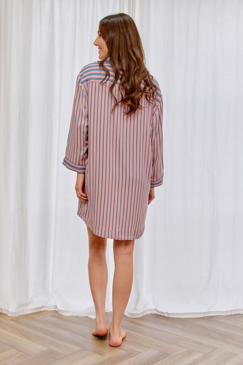 Boyfriend Stripe Nightshirt in Pink/GreyNightwear