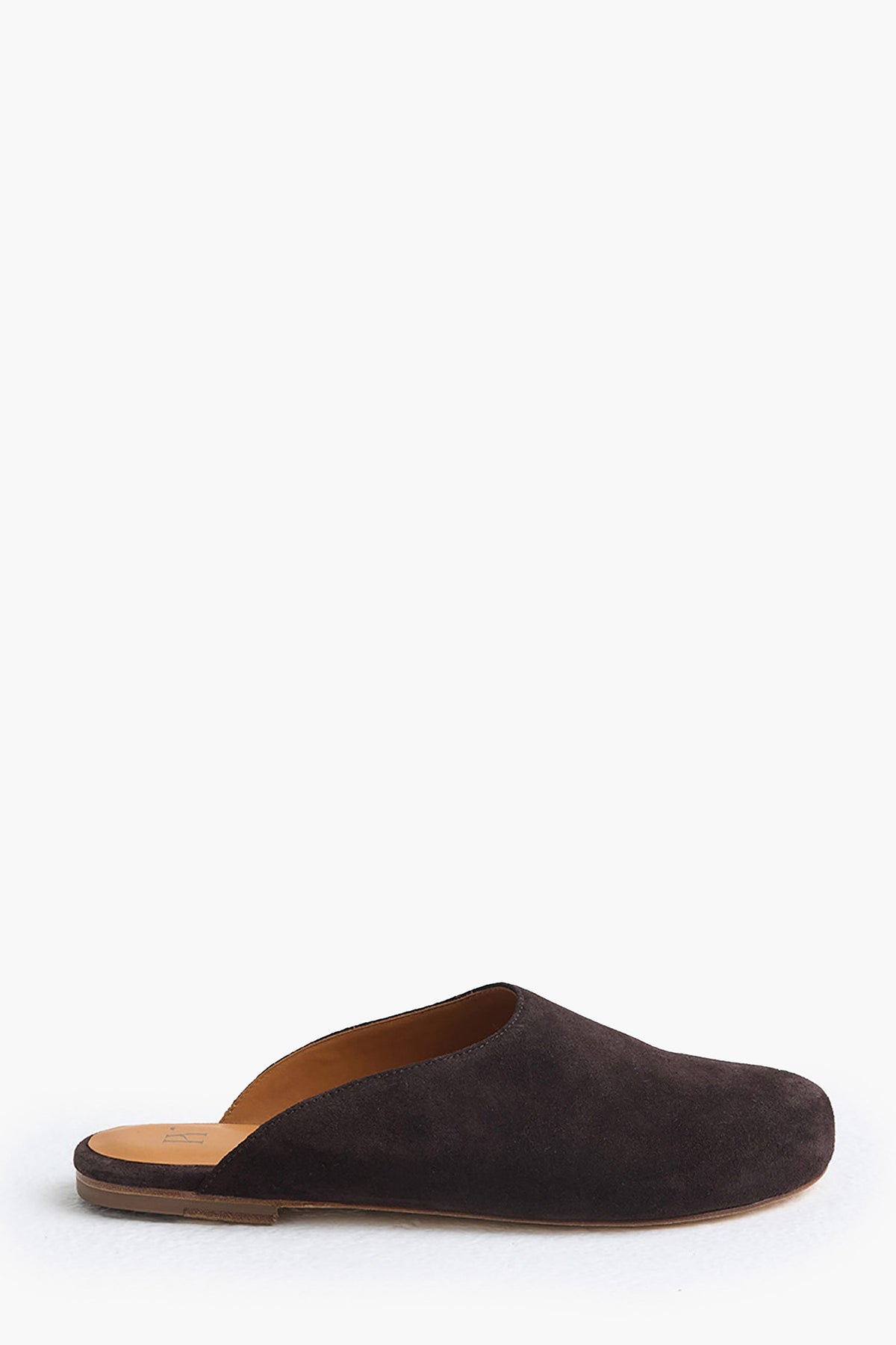 Suede Rounded Mule In Dark Coco