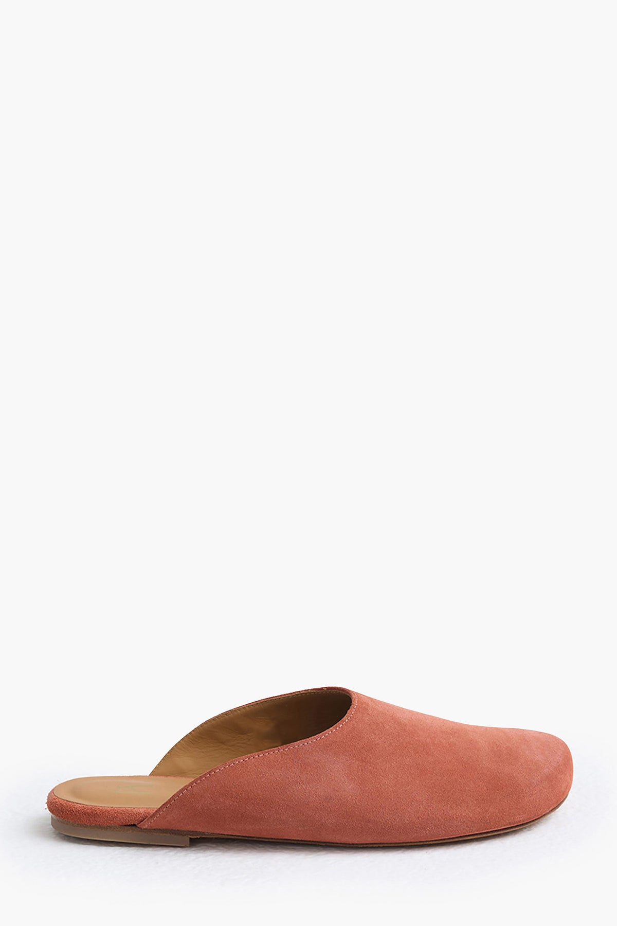 Suede Rounded Mule In Fired Brick