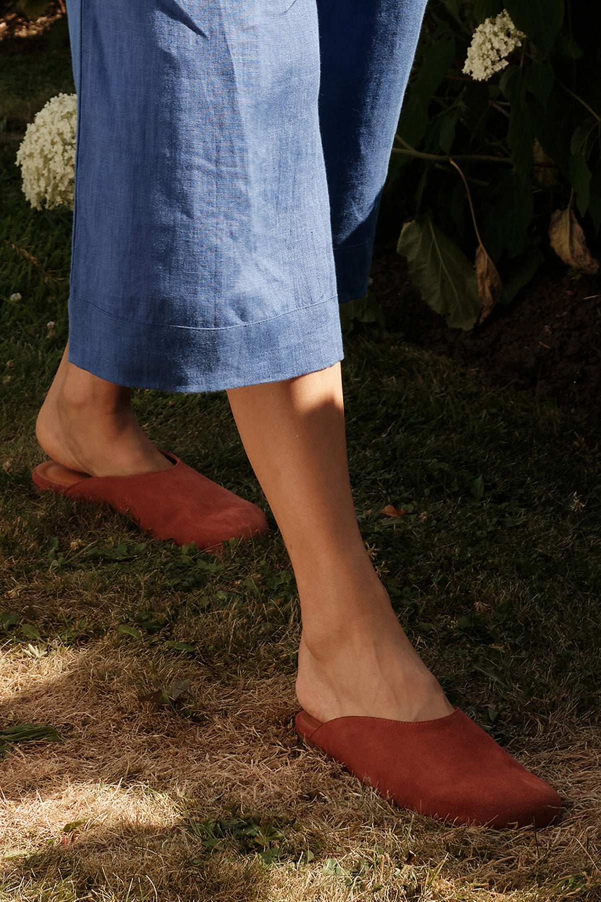 Suede Rounded Mule In Fired Brick