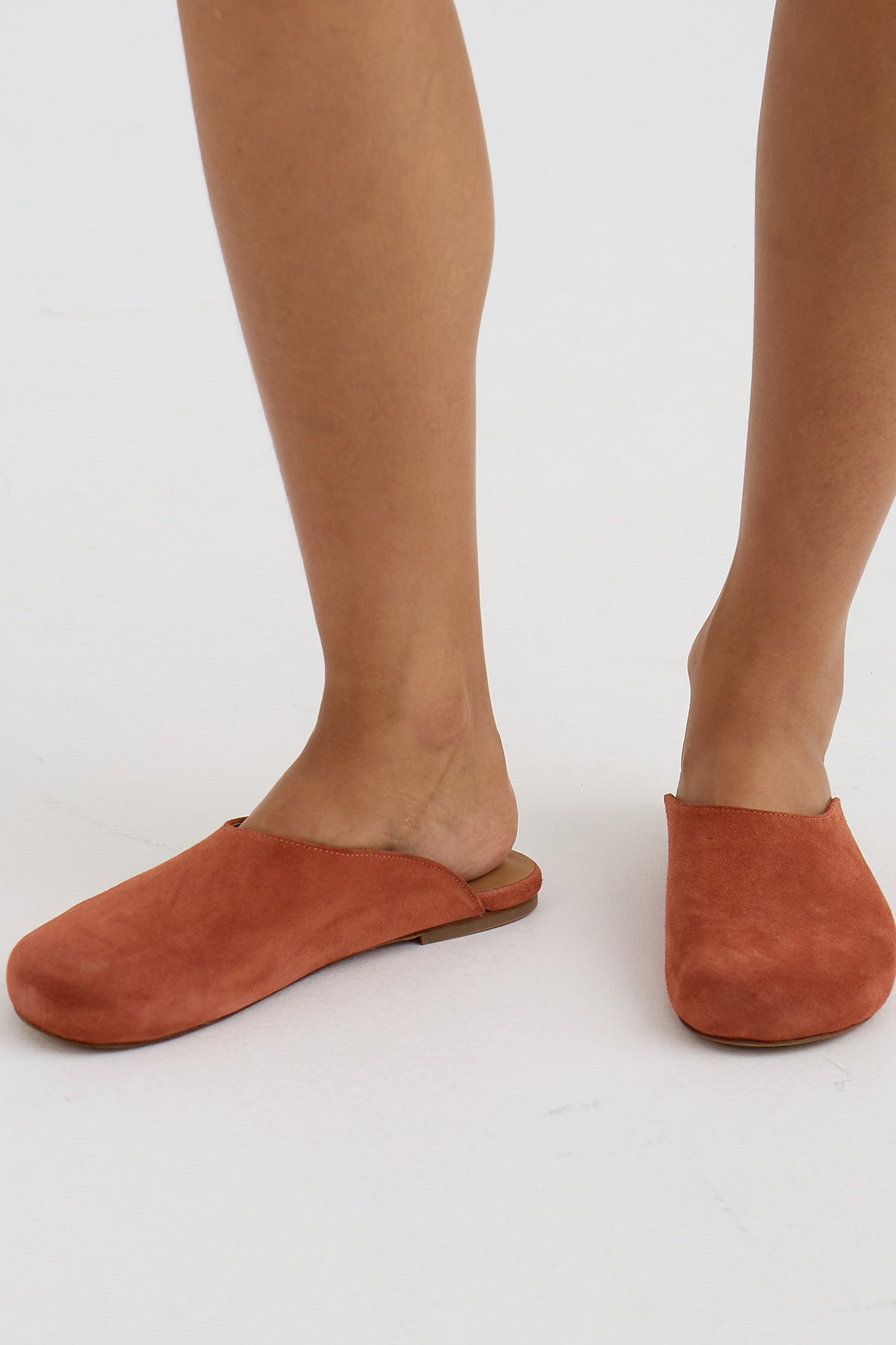 Suede Rounded Mule In Fired Brick