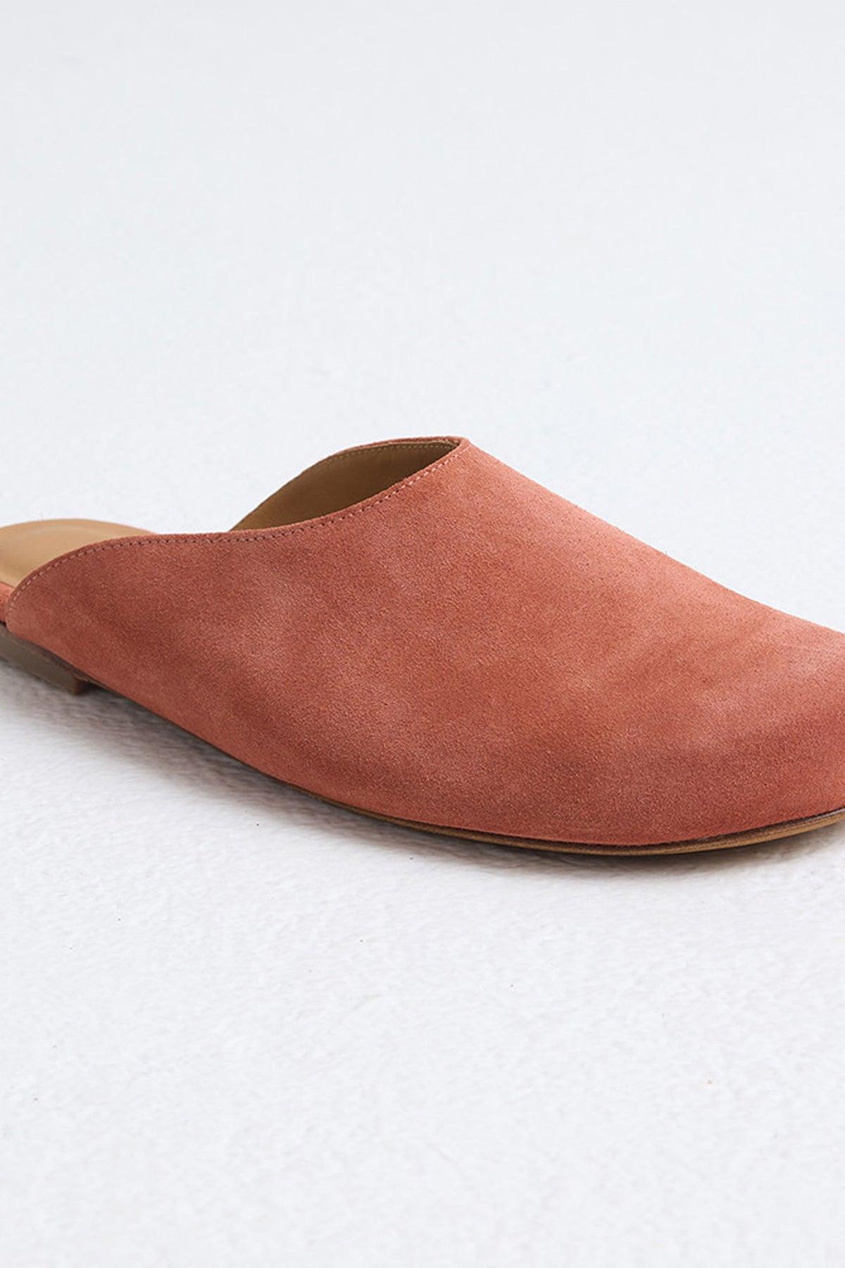 Suede Rounded Mule In Fired Brick