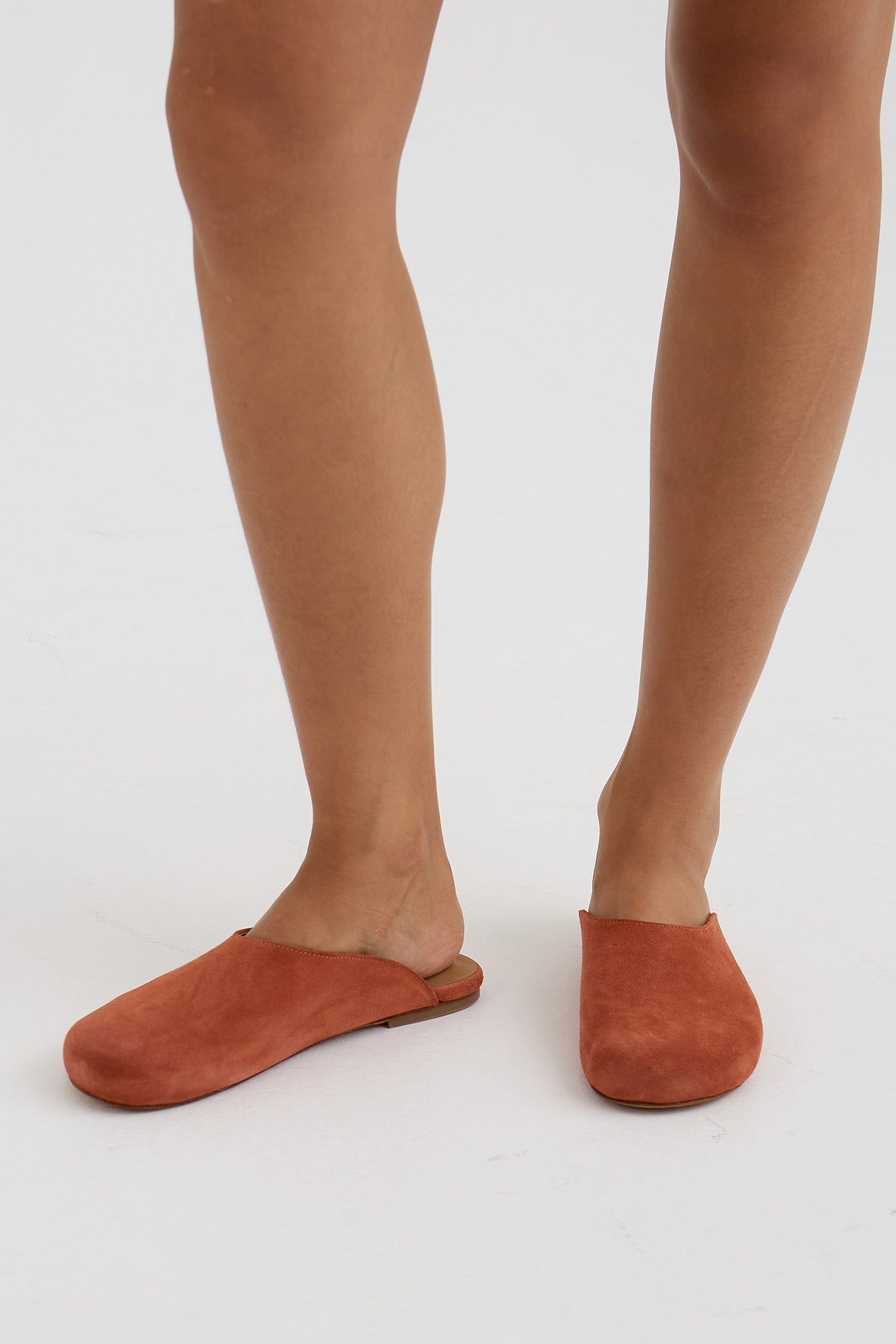 Suede Rounded Mule In Fired Brick