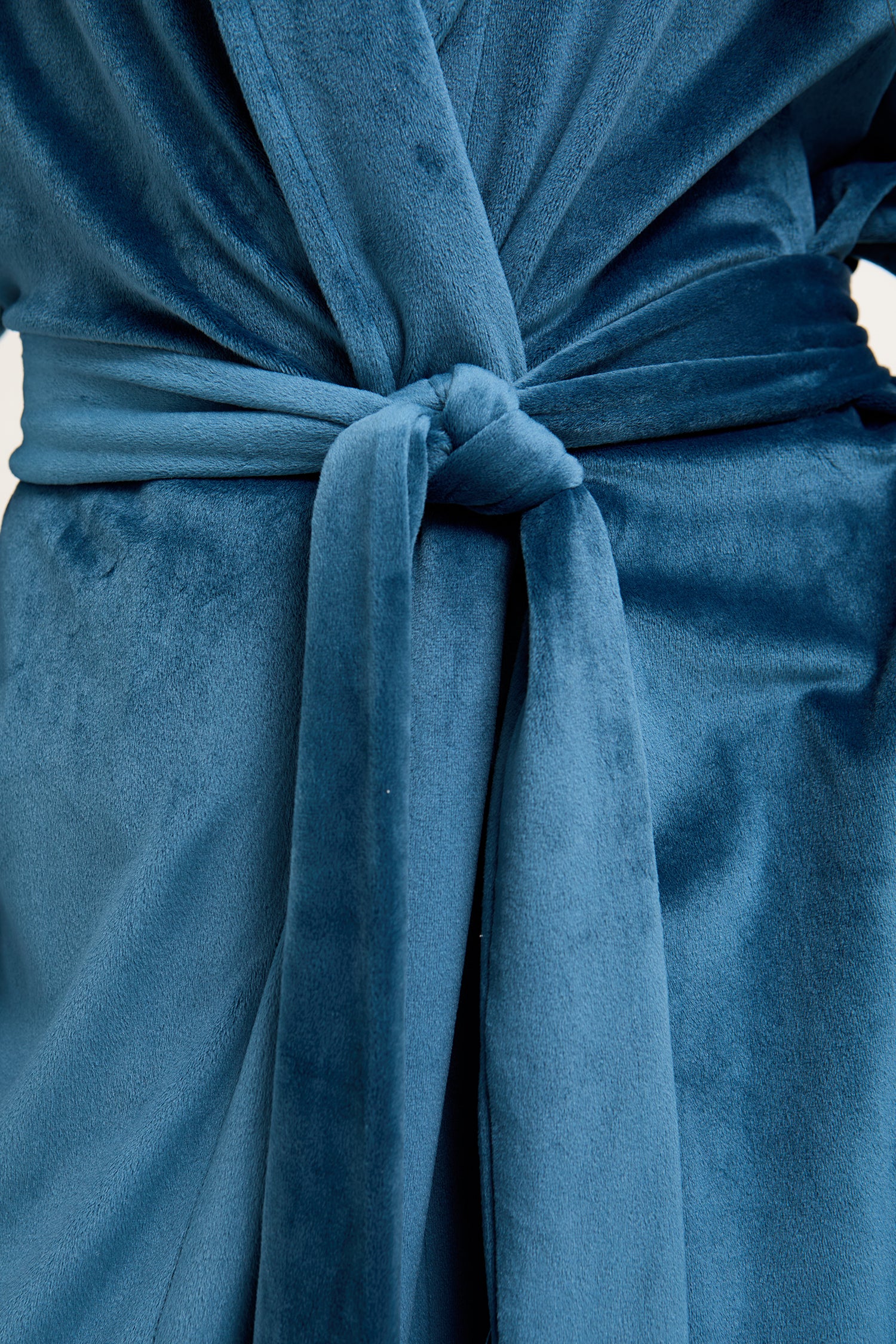 Velour Longline Dressing Gown in Teal