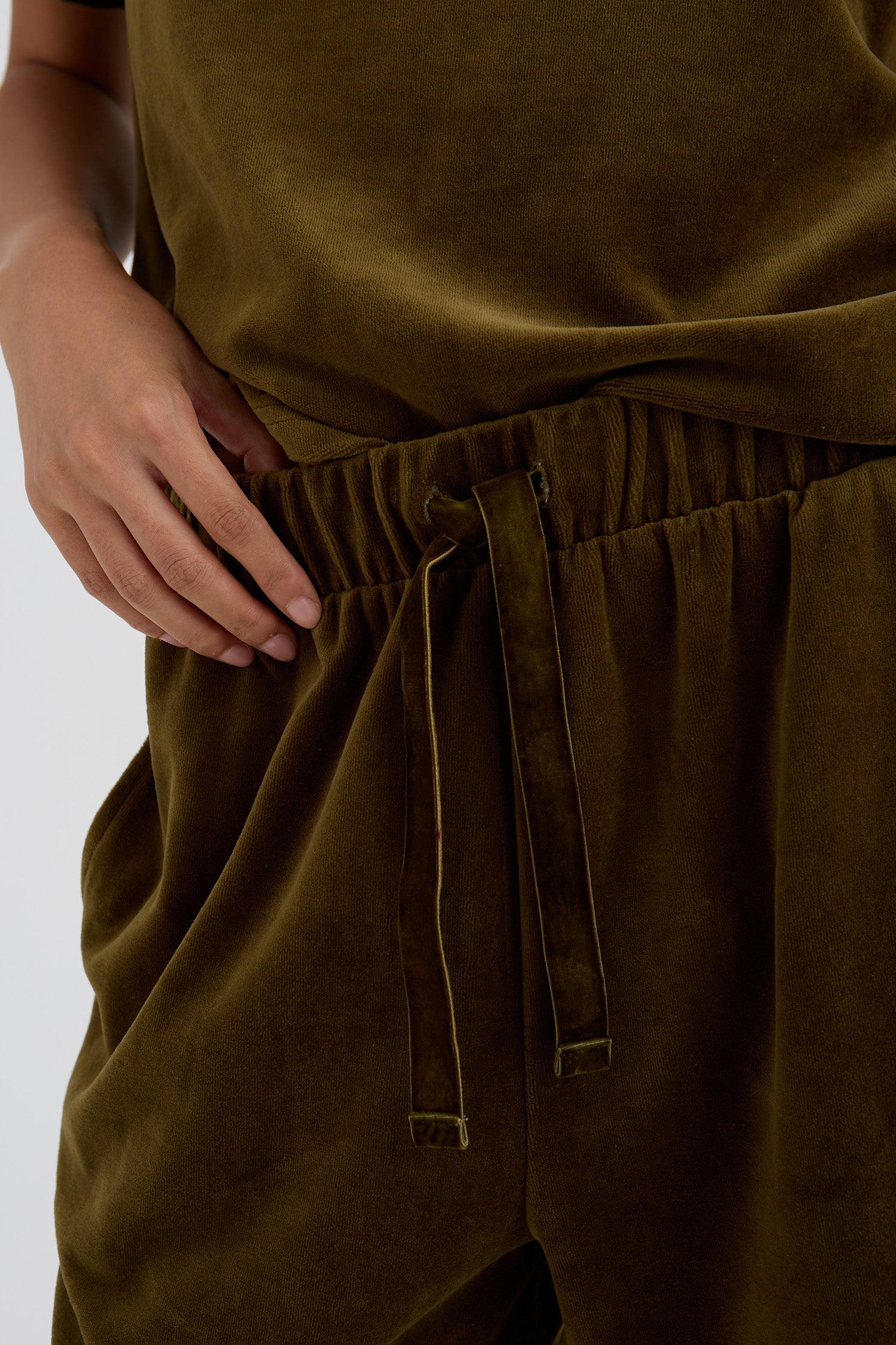 Velour Lounge Joggers In Olive