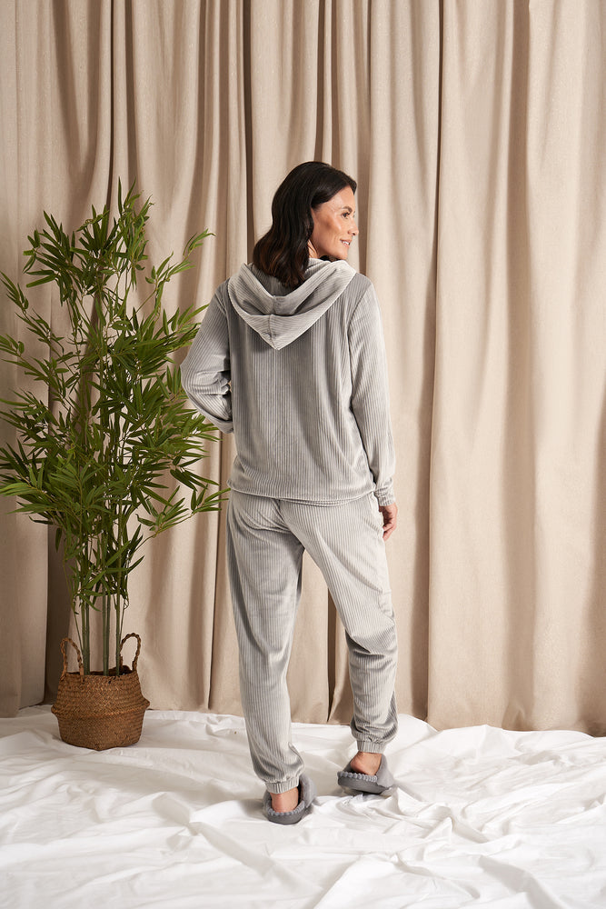 
                  
                    Velour Hoody Jogger Set in Grey
                  
                