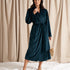 Velour Longline Robe in Teal