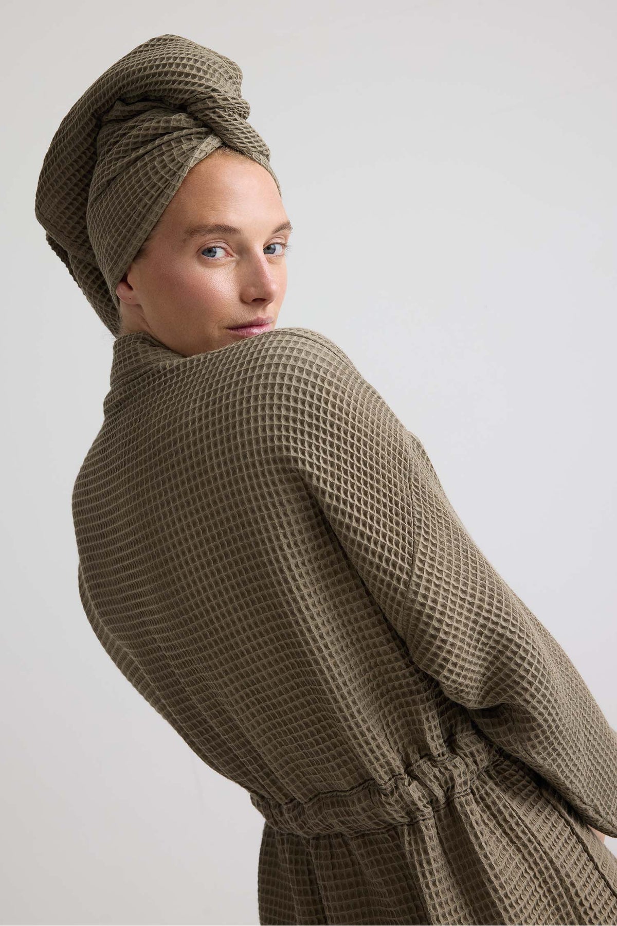 Waffle Cotton Hair Towel In Overland Trek