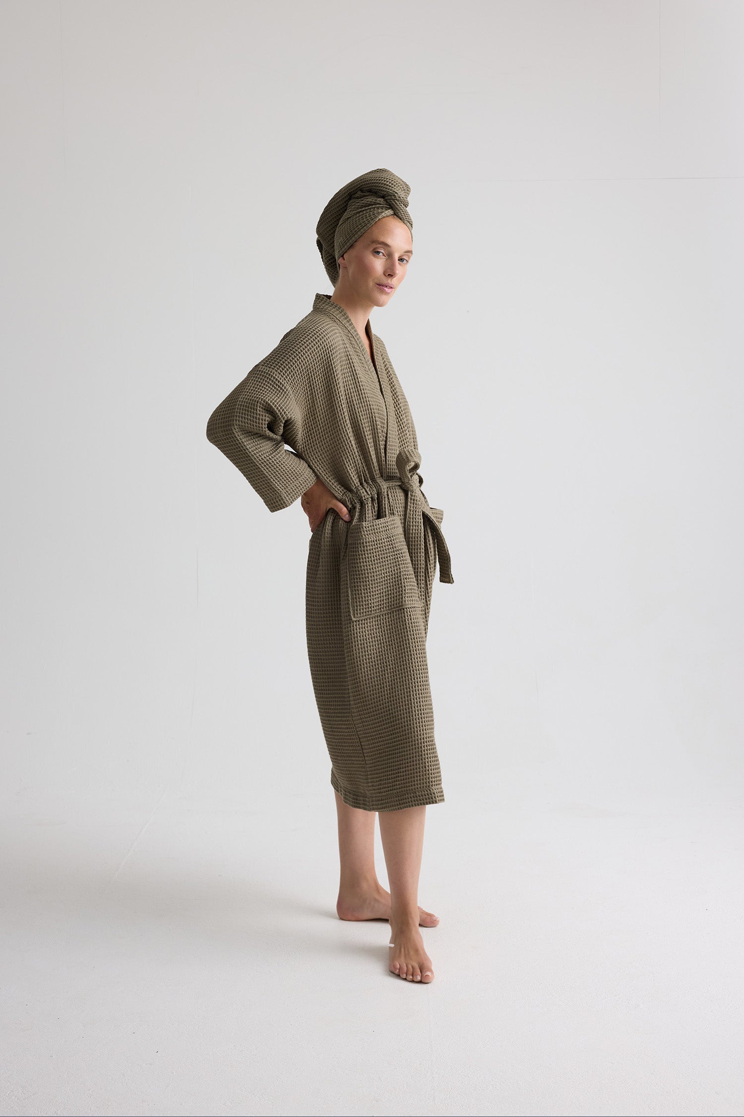 Waffle Cotton Hair Towel In Overland Trek