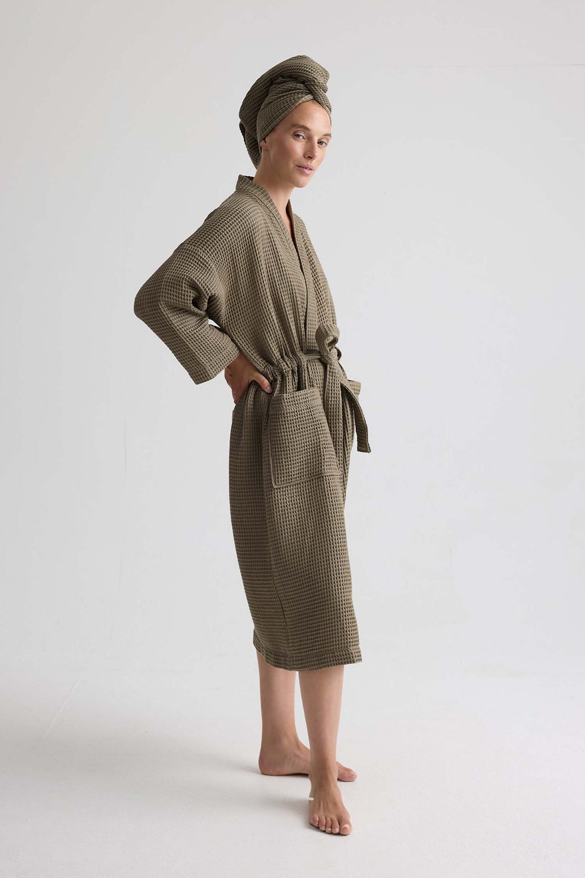 Waffle Cotton Hair Towel In Overland Trek