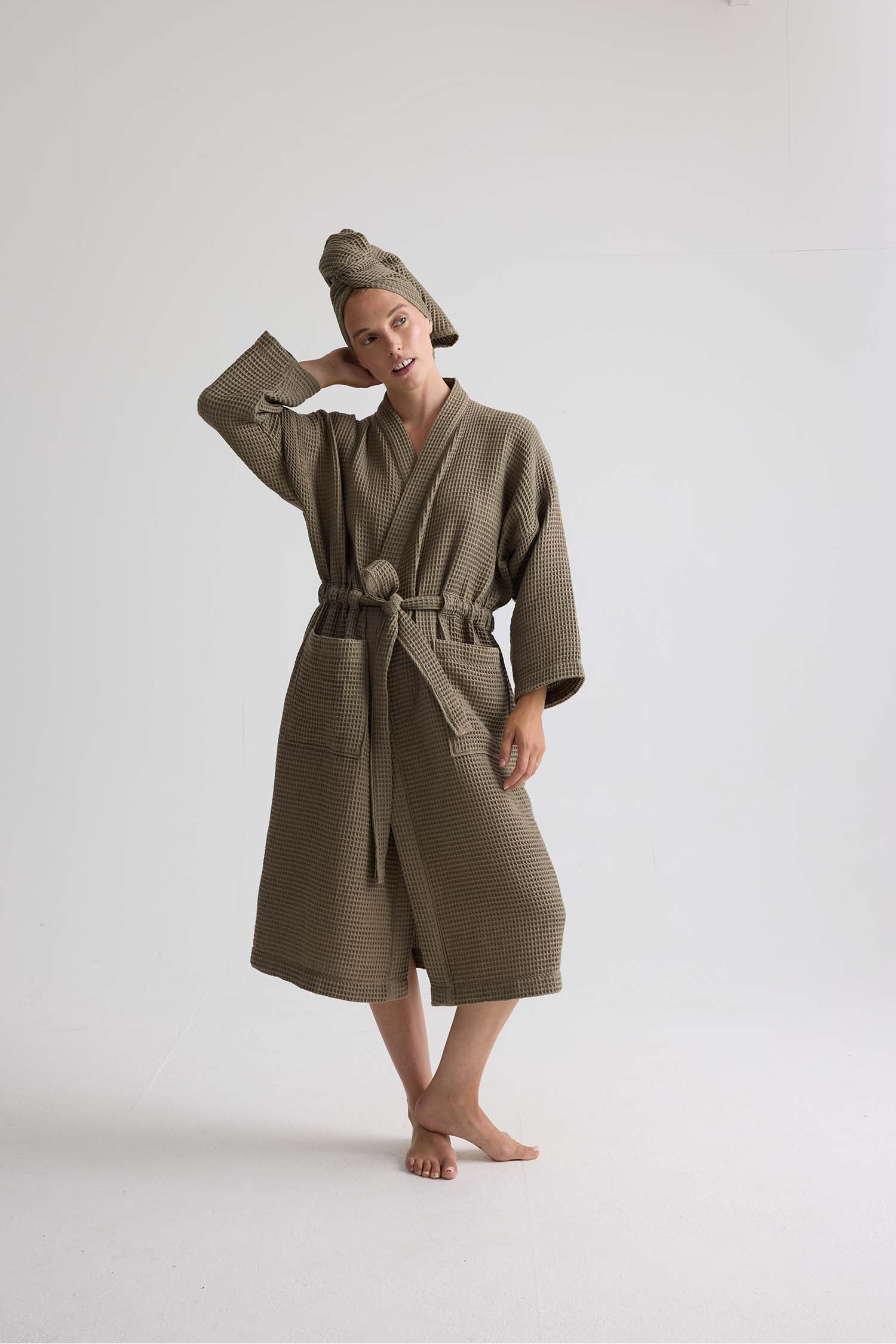 Waffle Cotton Hair Towel In Overland Trek