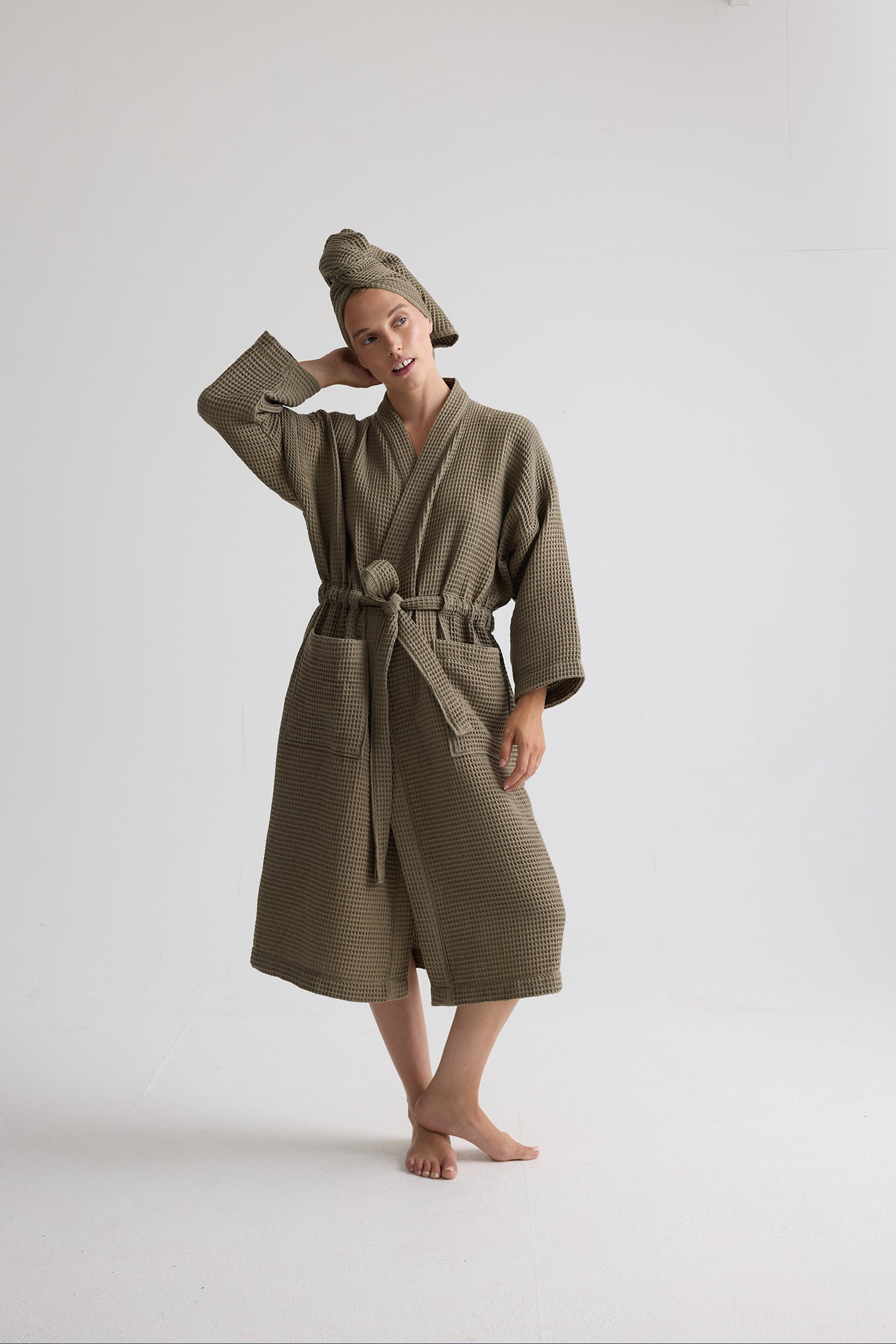 Waffle Kimono Robe In Overland Trek