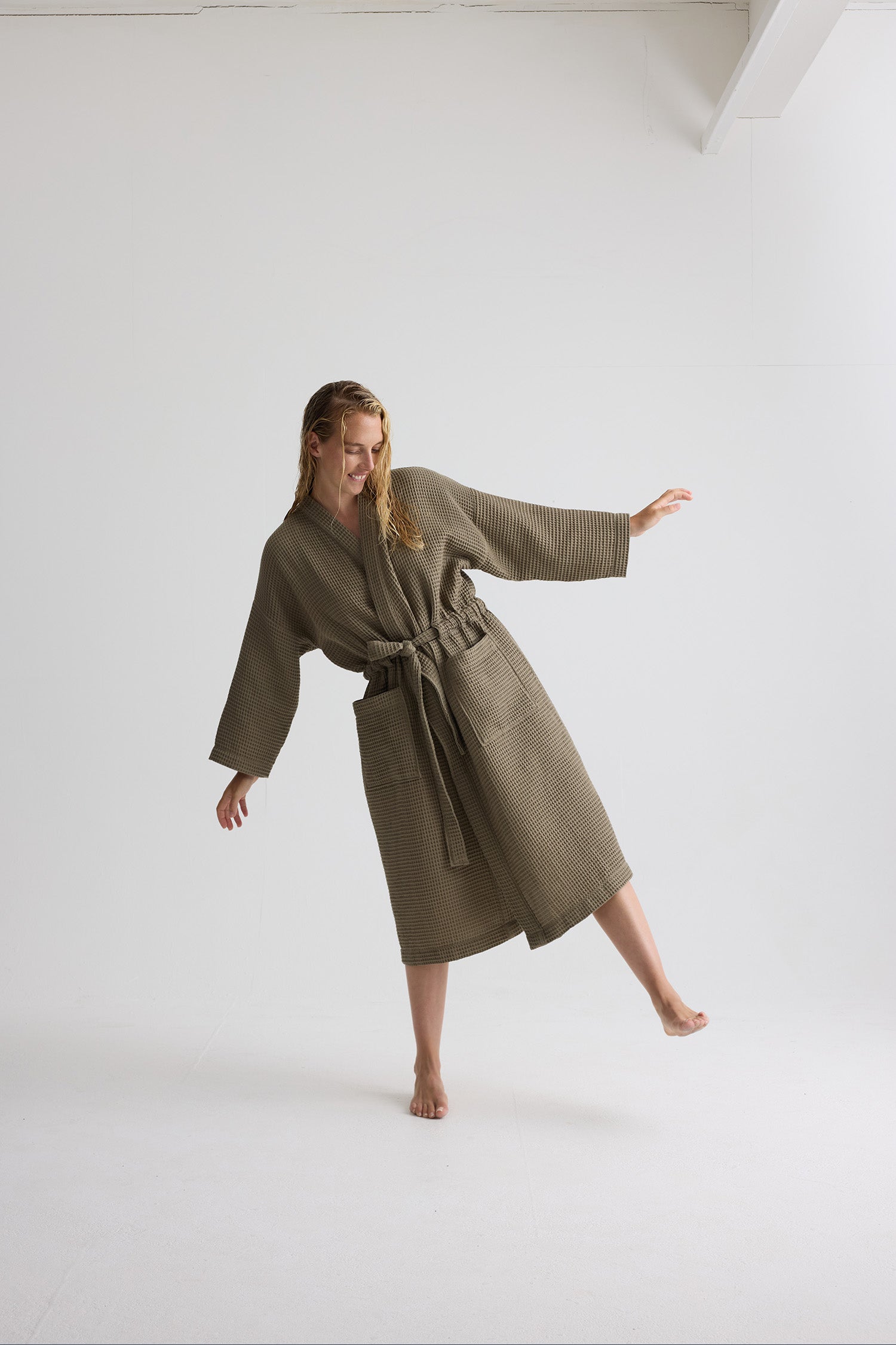 Waffle Kimono Robe In Overland Trek
