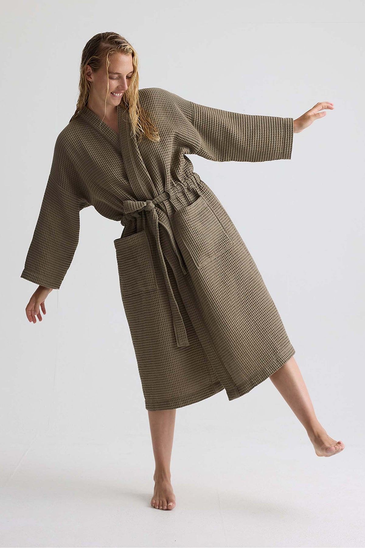 Waffle Kimono Robe In Overland Trek
