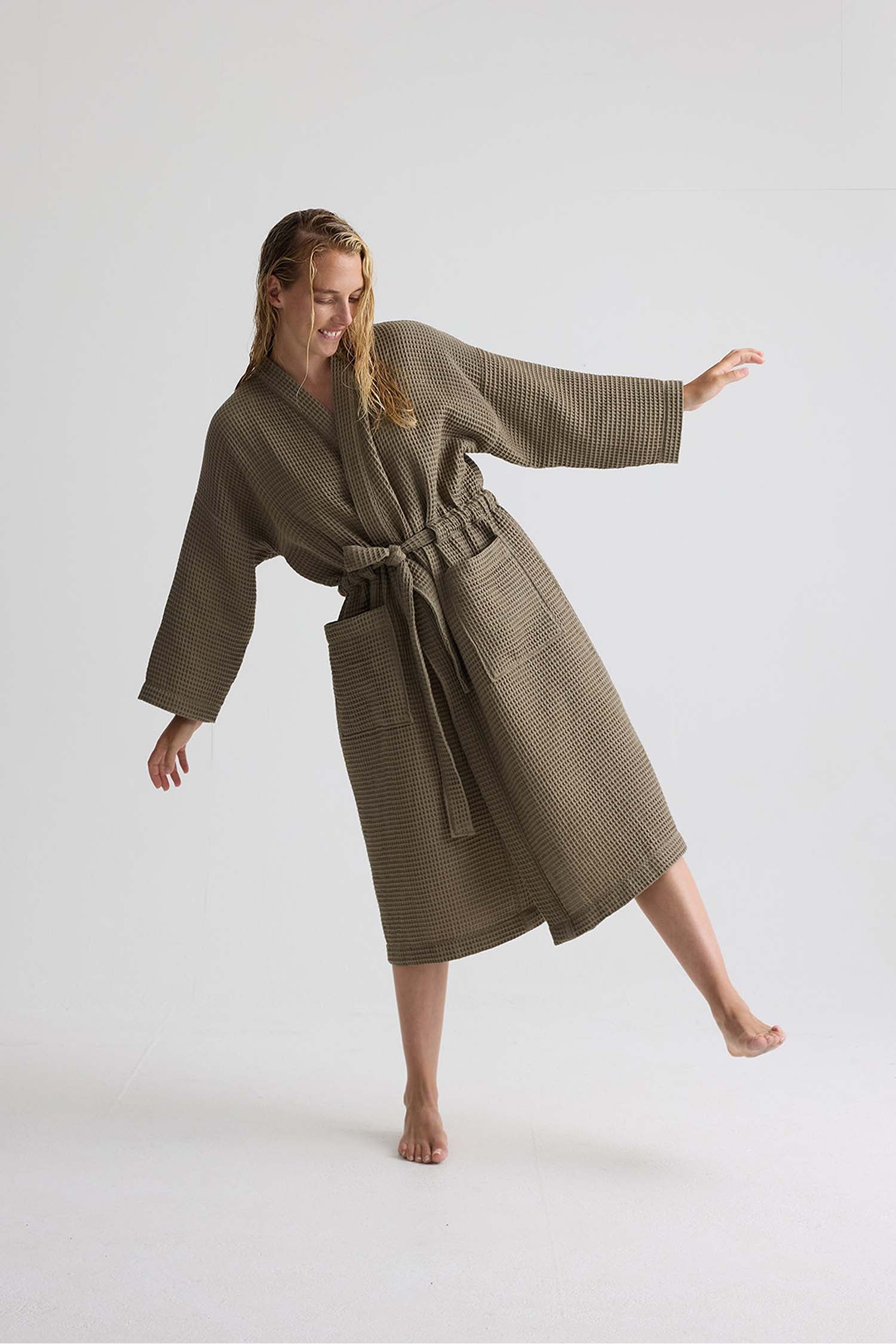 Waffle Kimono Robe In Overland Trek
