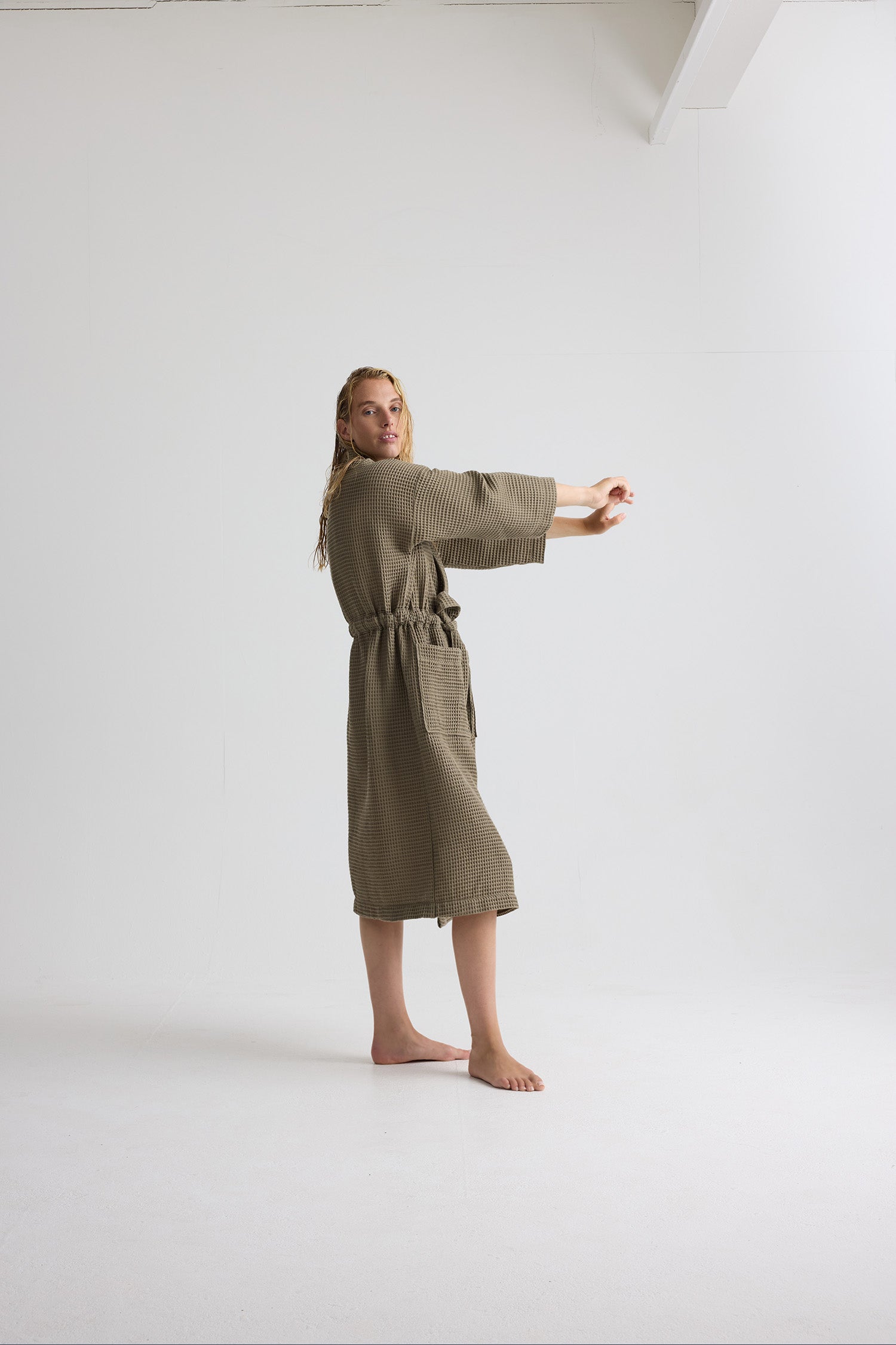 Waffle Kimono Robe In Overland Trek
